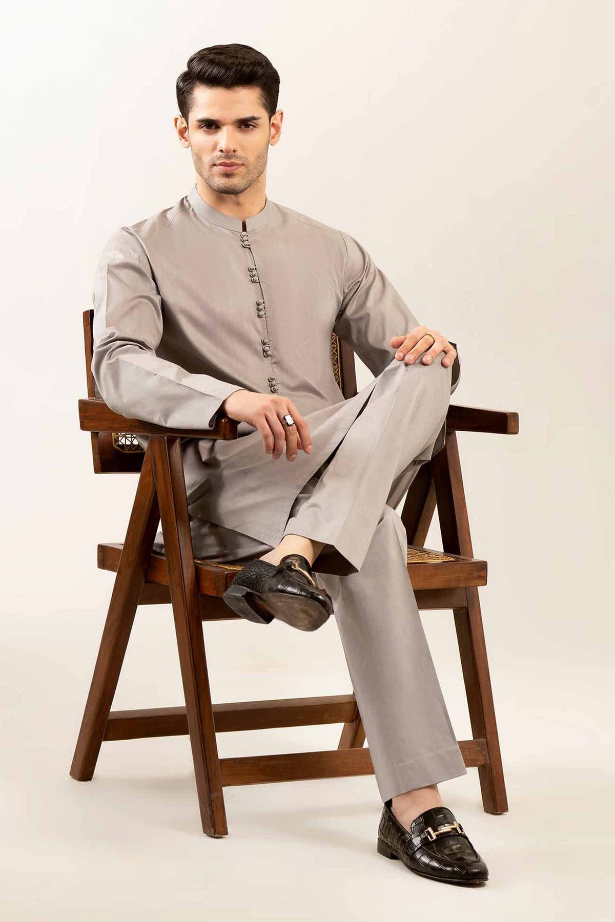 2 Piece - Naqsh Suit -  42508118 Grey Cotton 2PC Non-Embroidered Nishat Australia