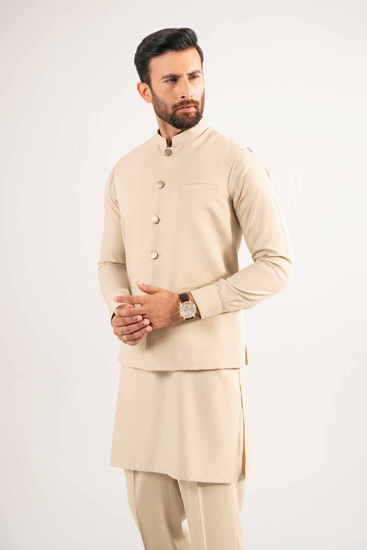 2 Piece - Naqsh Suit - 42508180 Beige Wash & Wear 2PC Non-Embroidered Nishat Australia