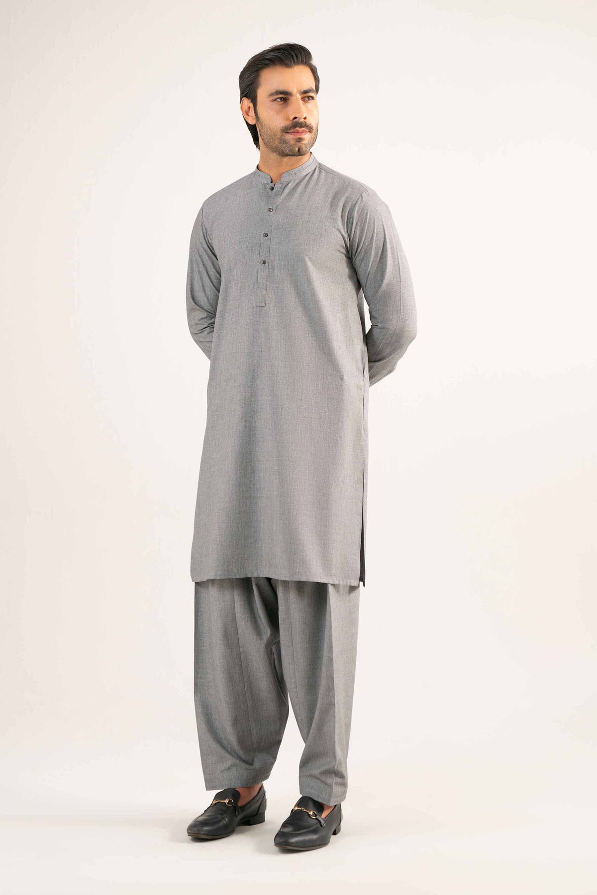 2 Piece - Naqsh Suit - 42508184 Grey Wash & Wear 2PC Non-Embroidered Nishat Australia