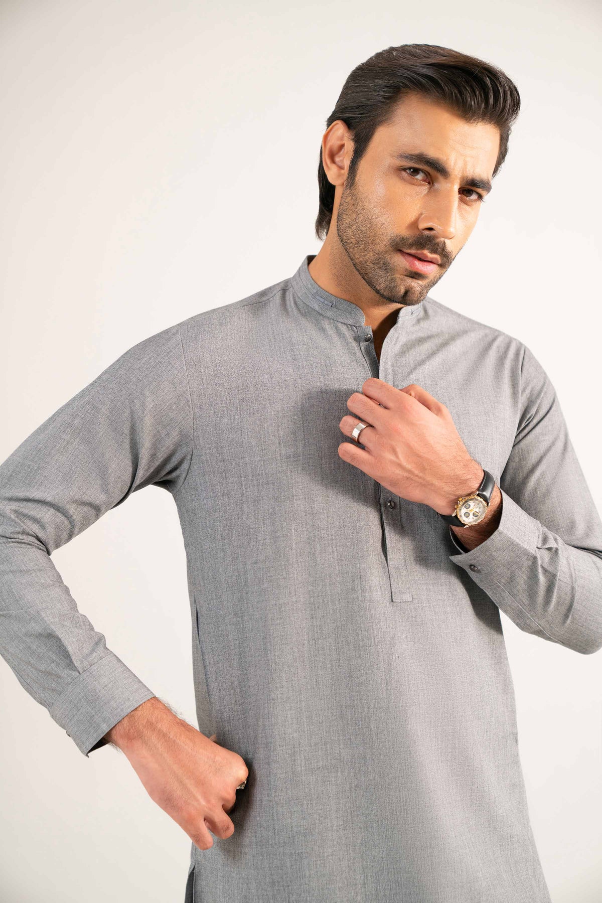 2 Piece - Naqsh Suit - 42508184 Grey Wash & Wear 2PC Non-Embroidered Nishat Australia