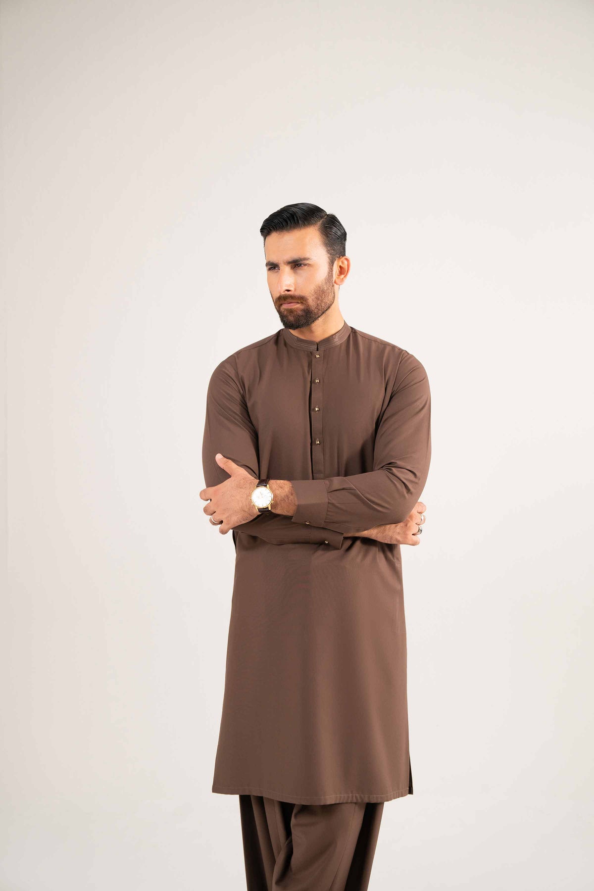 2 Piece - Naqsh Suit - 42508189 Brown Wash & Wear 2PC Non-Embroidered Nishat Australia