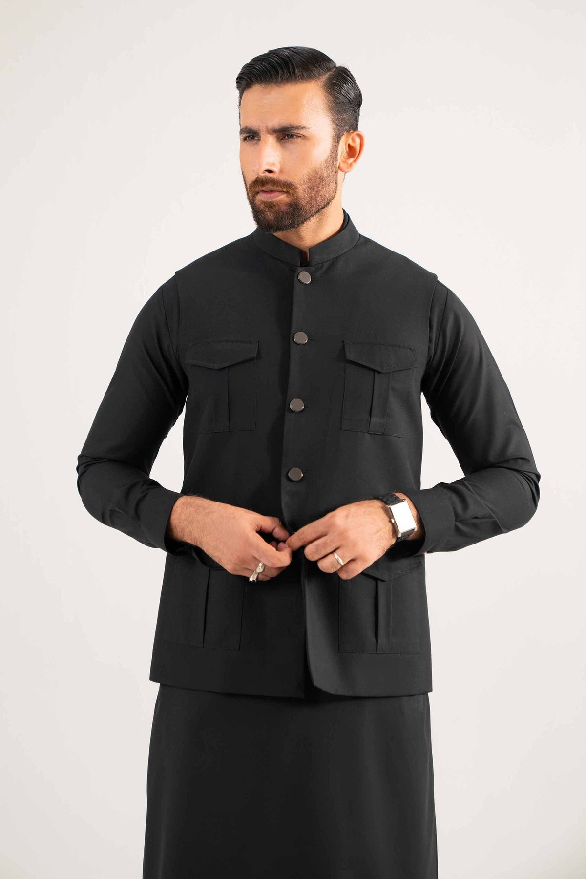 2 Piece - Naqsh Suit - 42508191 Black Wash & Wear 2PC Non-Embroidered Nishat Australia