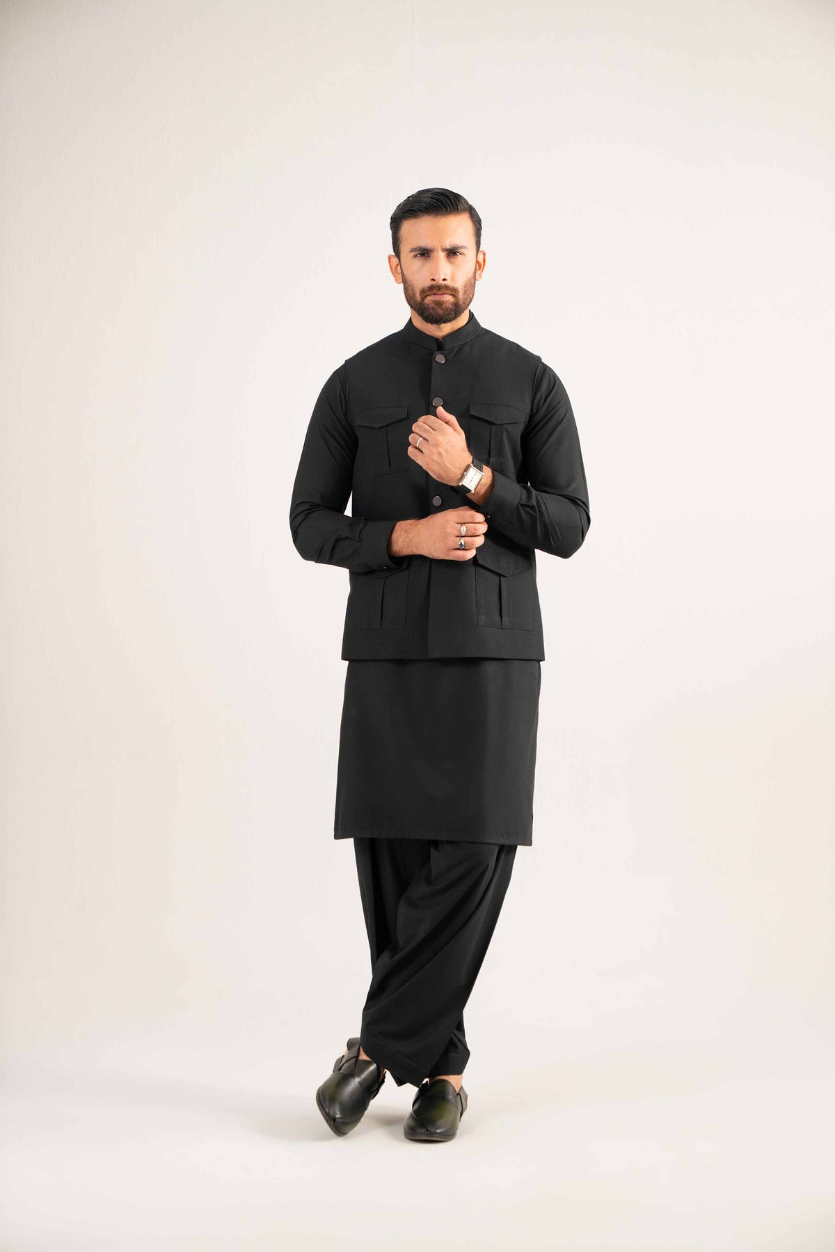 2 Piece - Naqsh Suit - 42508191 Black Wash & Wear 2PC Non-Embroidered Nishat Australia
