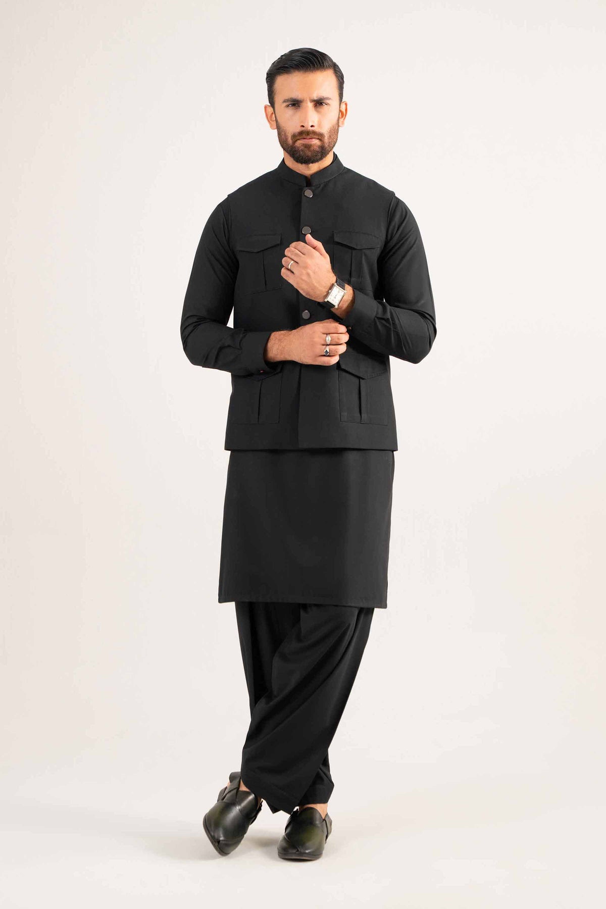 2 Piece - Naqsh Suit - 42508191 Black Wash & Wear 2PC Non-Embroidered Nishat Australia
