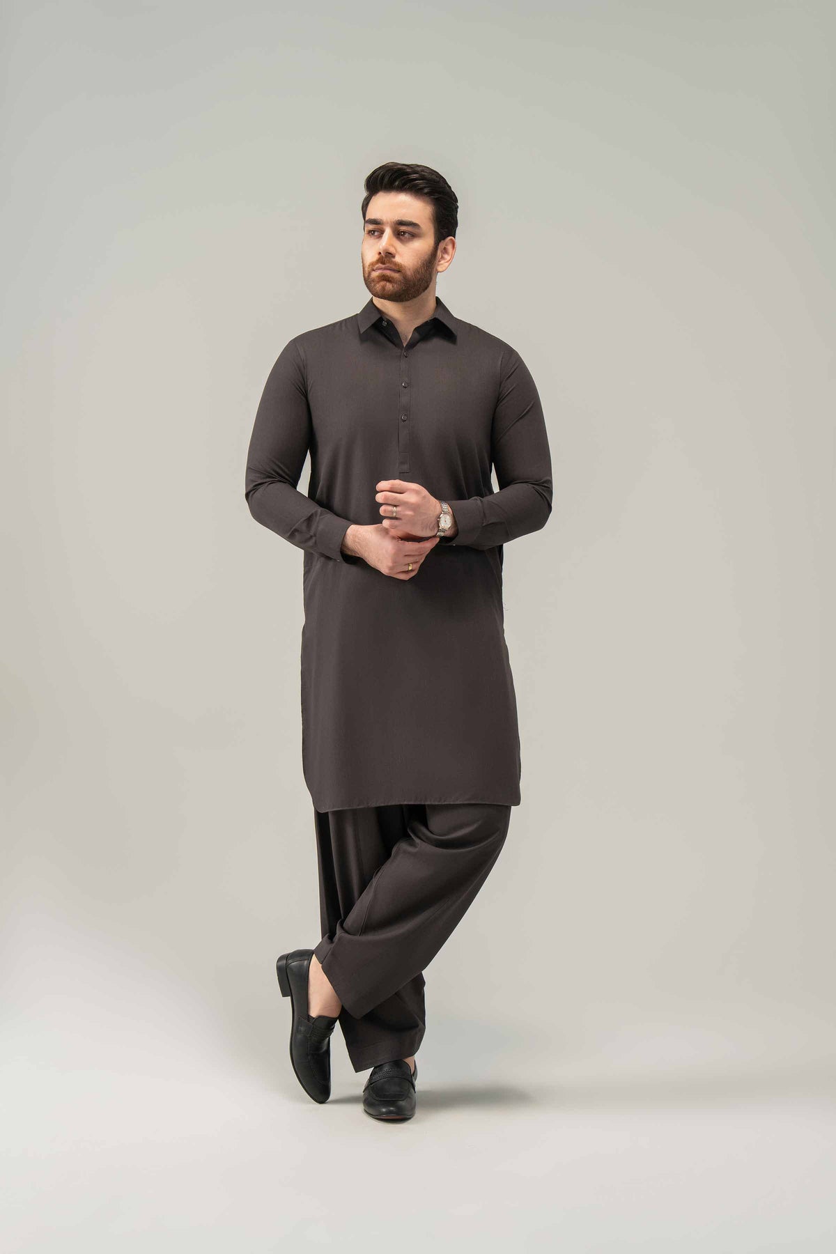 2 Piece - Naqsh Suit - 42508193 Brown Wash & Wear 2PC Non-Embroidered Nishat Australia