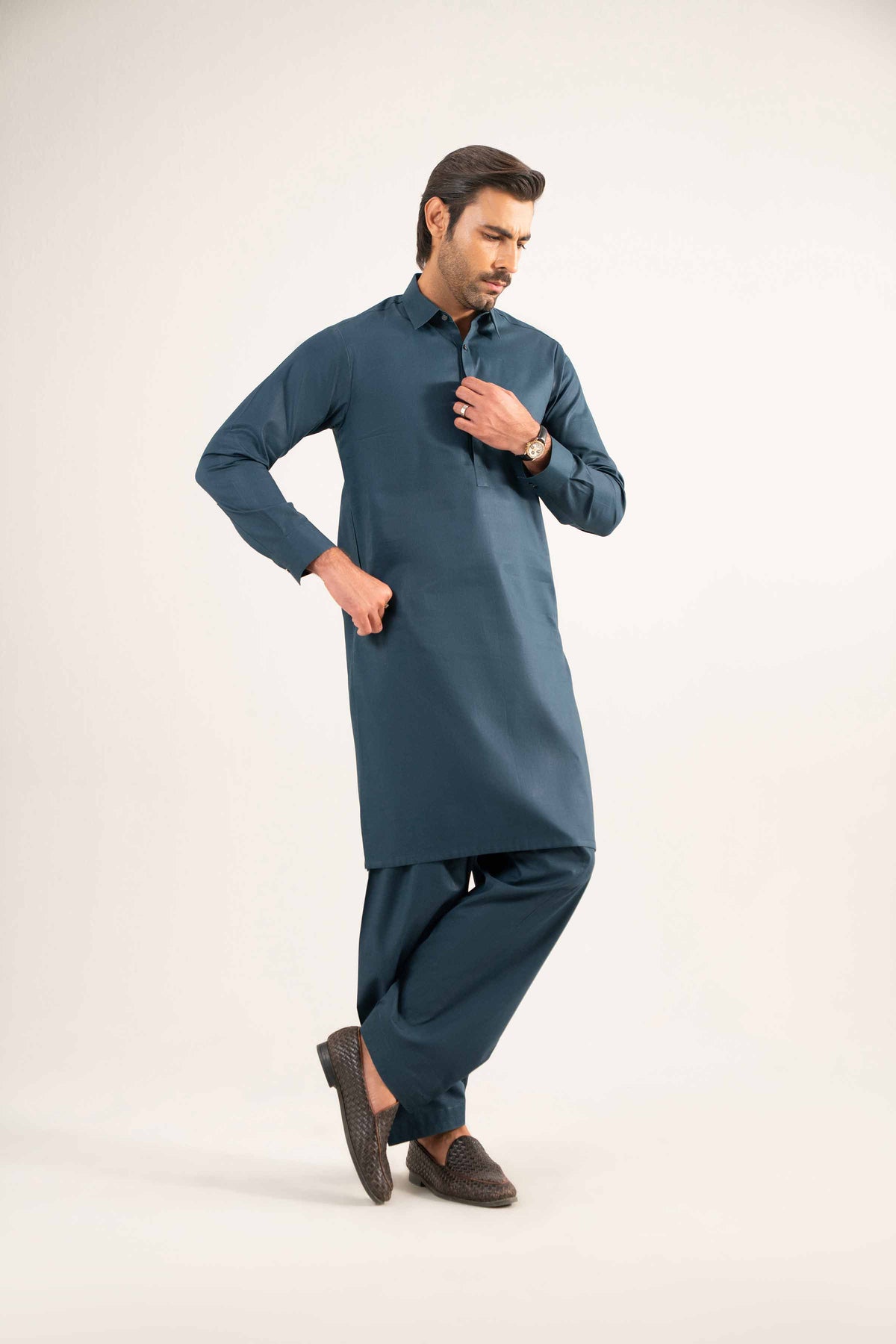 2 Piece - Naqsh Suit - 42508197 Navy Wash & Wear 2PC Non-Embroidered Nishat Australia