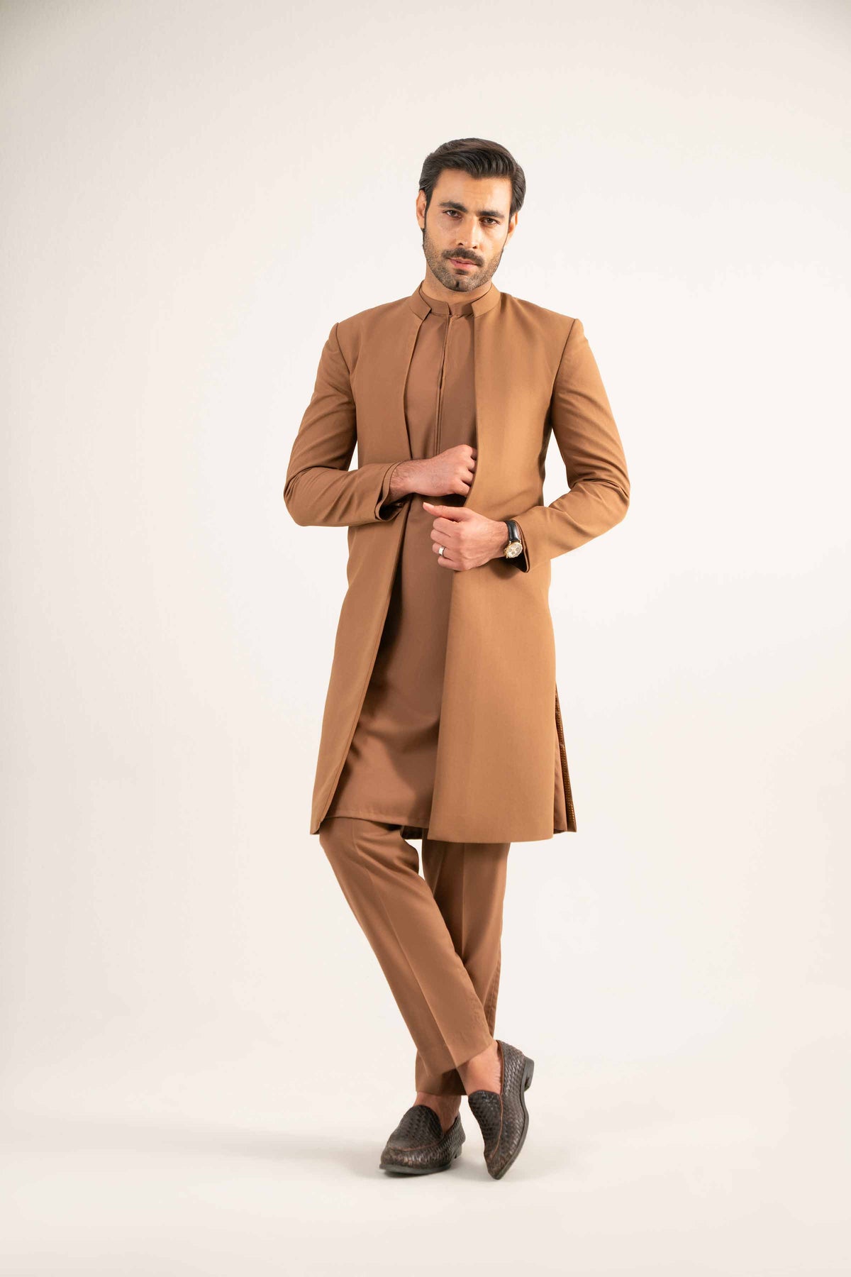 2 Piece - Naqsh Suit - 42508198 Brown Wash & Wear 2PC Non-Embroidered Nishat Australia