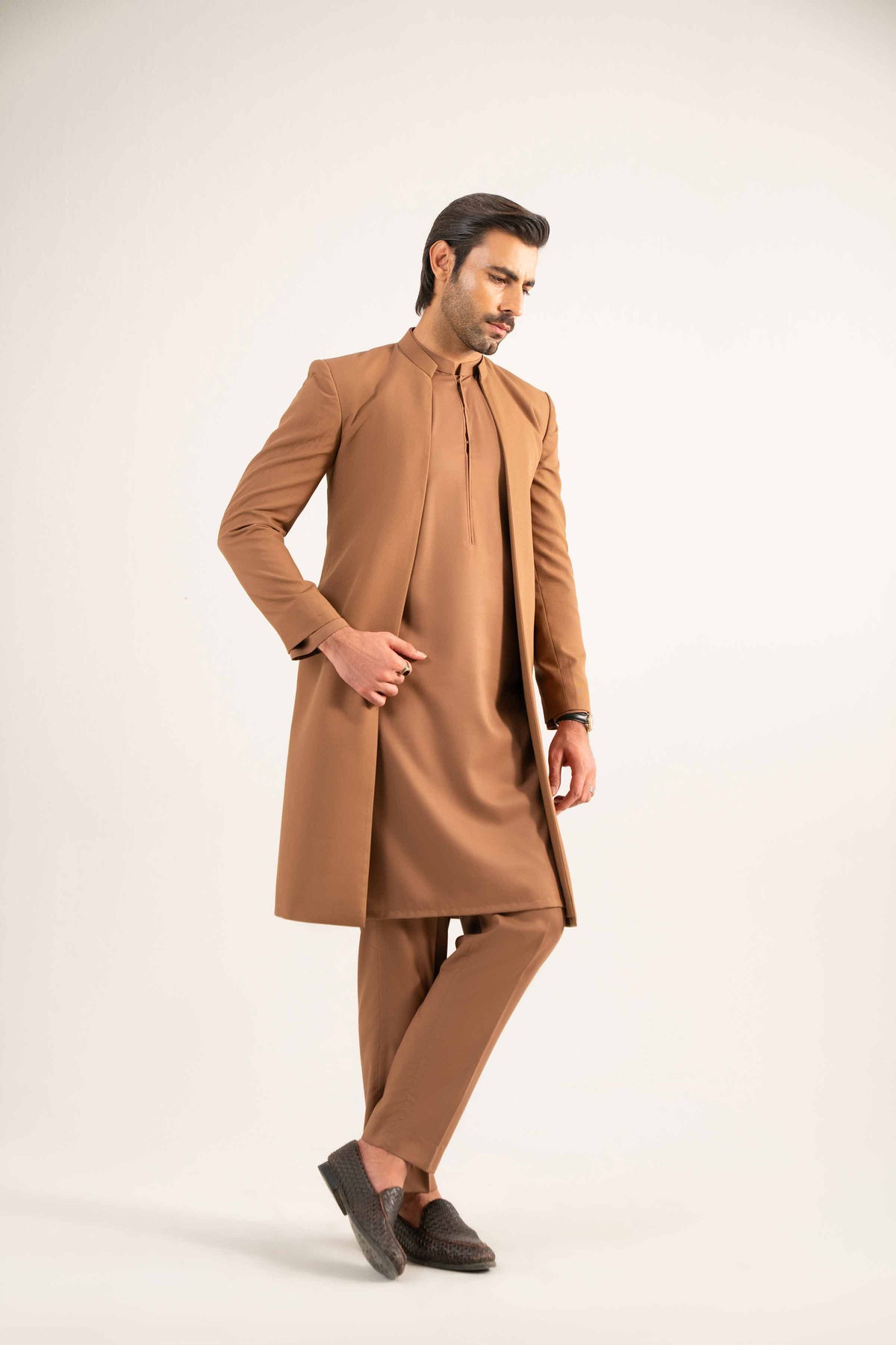 2 Piece - Naqsh Suit - 42508198 Brown Wash & Wear 2PC Non-Embroidered Nishat Australia