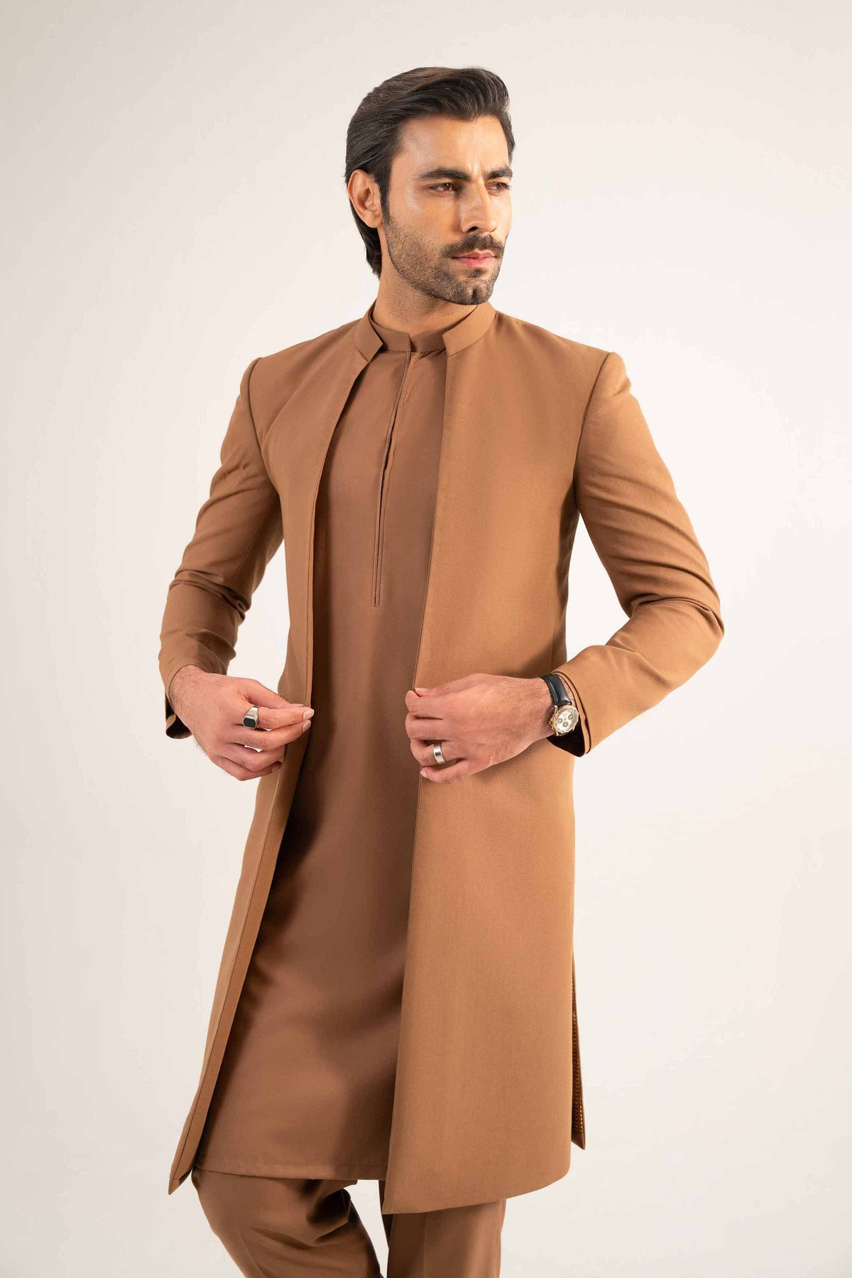 2 Piece - Naqsh Suit - 42508198 Brown Wash & Wear 2PC Non-Embroidered Nishat Australia