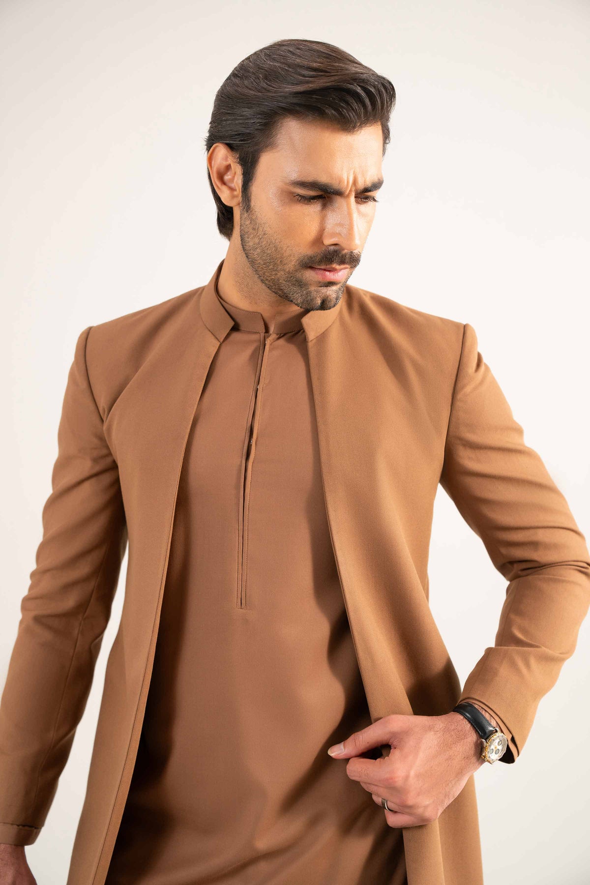 2 Piece - Naqsh Suit - 42508198 Brown Wash & Wear 2PC Non-Embroidered Nishat Australia