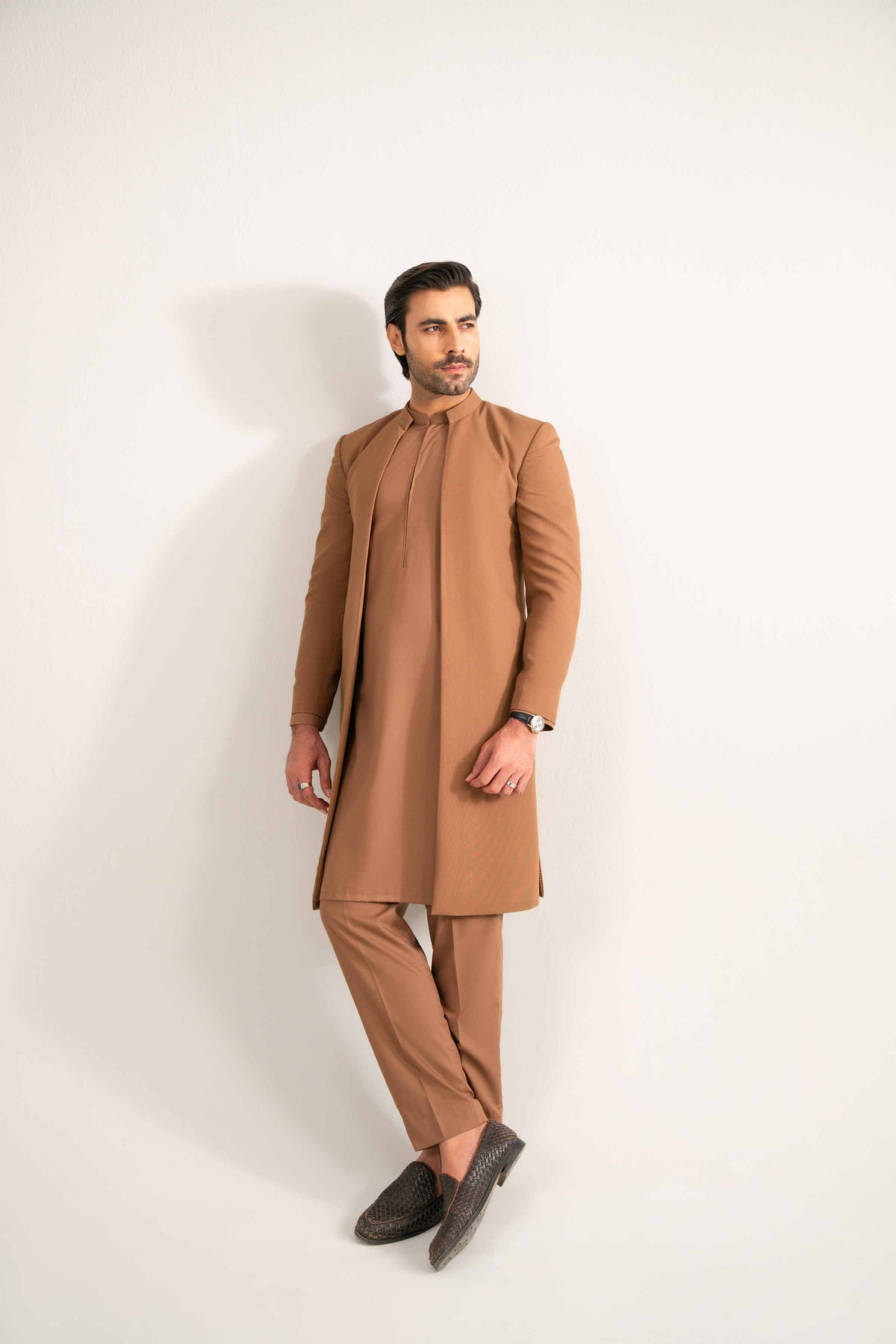 2 Piece - Naqsh Suit - 42508198 Brown Wash & Wear 2PC Non-Embroidered Nishat Australia