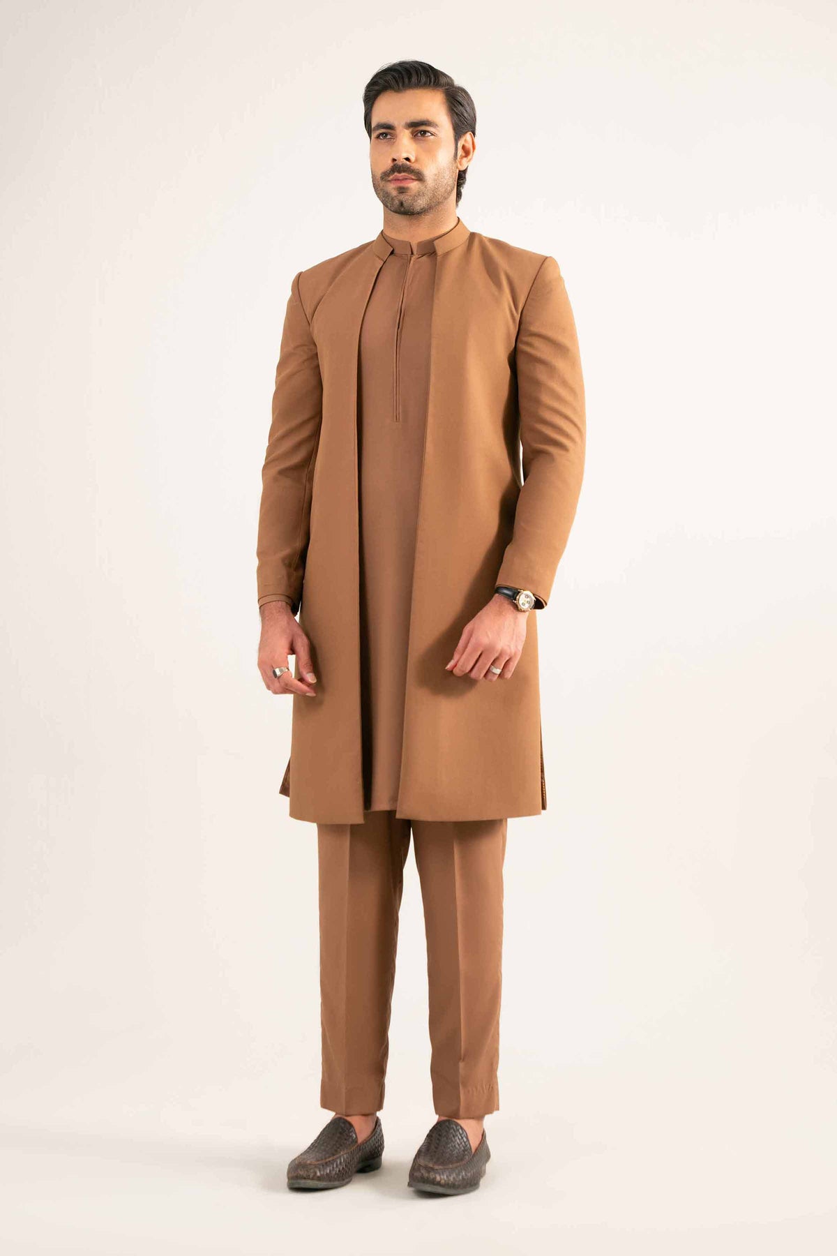 2 Piece - Naqsh Suit - 42508198 Brown Wash & Wear 2PC Non-Embroidered Nishat Australia