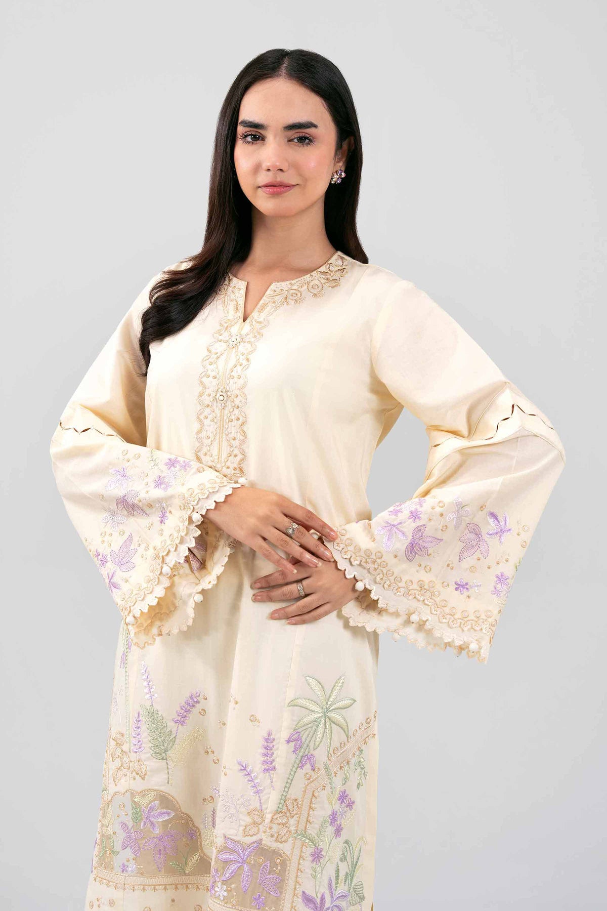 2 Piece - Embroidered Suit - 42601431 Cream Lawn 2PC Embroidered Nishat Australia