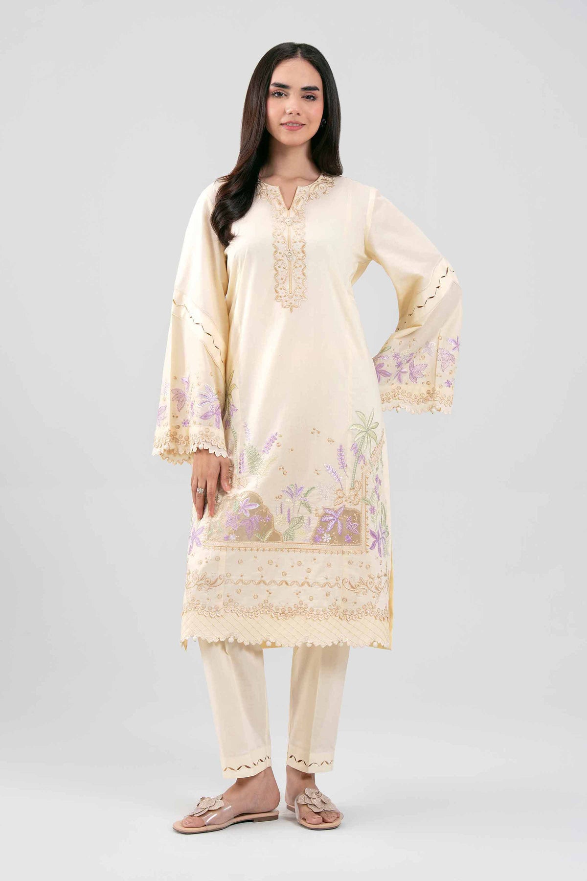 2 Piece - Embroidered Suit - 42601431 Cream Lawn 2PC Embroidered Nishat Australia