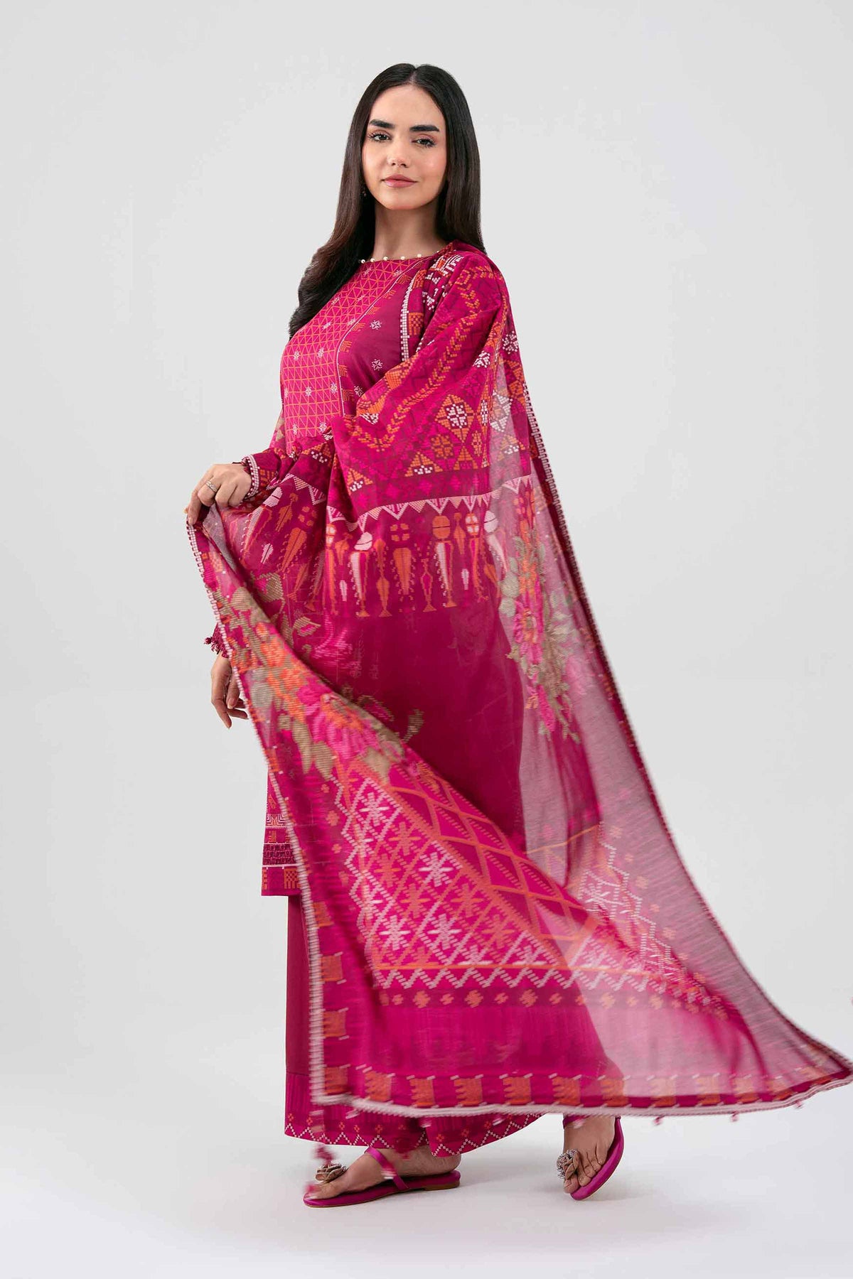 3 Piece - Digital Printed Embroidered Suit - 42601457 Maroon Lawn 3PC Embroidered Nishat Australia