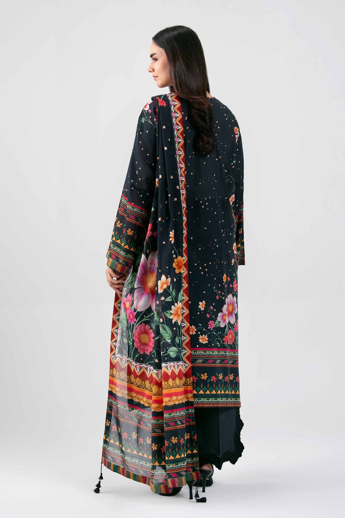 3 Piece - Digital Printed Embroidered Suit - 42601458 Black Lawn 3PC Embroidered Nishat Australia