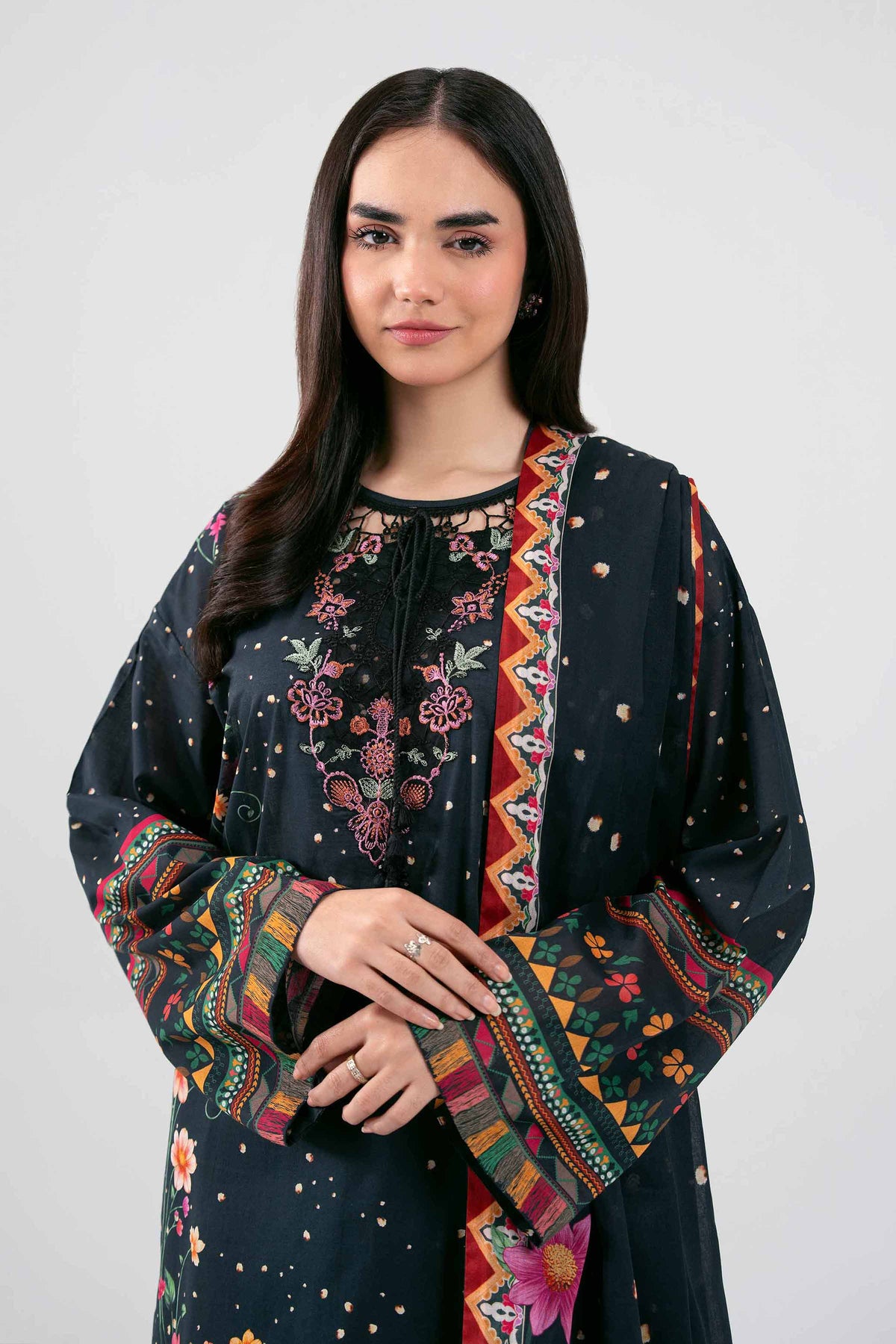 3 Piece - Digital Printed Embroidered Suit - 42601458 Black Lawn 3PC Embroidered Nishat Australia