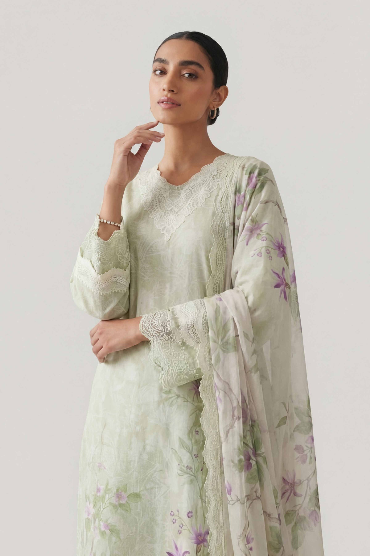 3 Piece - Digital Printed Embroidered Suit - 42601460 Beige Lawn 3PC Embroidered Nishat Australia
