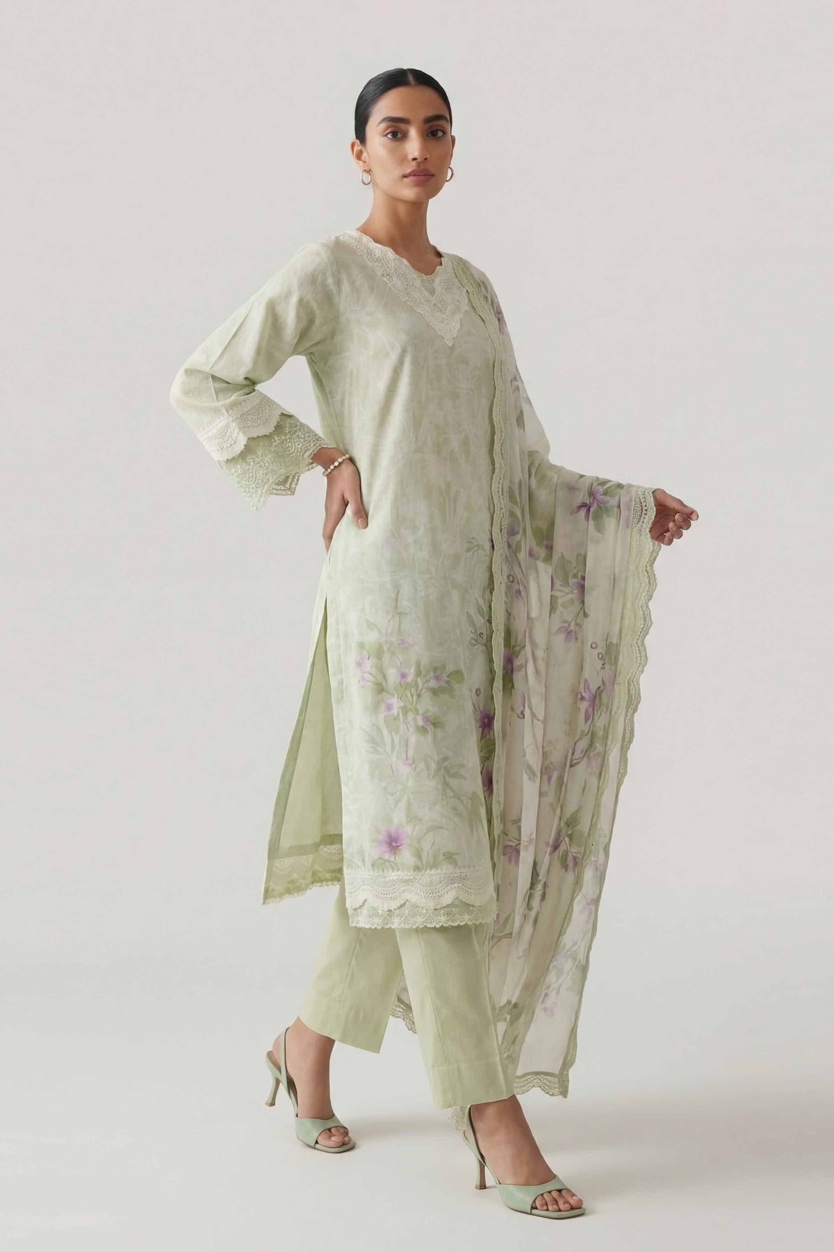 3 Piece - Digital Printed Embroidered Suit - 42601460 Beige Lawn 3PC Embroidered Nishat Australia