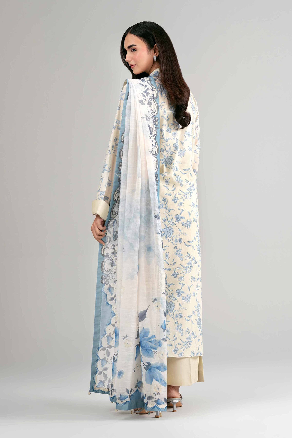 3 Piece - Digital Printed Suit - 42601498 Beige Lawn 3PC Printed Nishat Australia