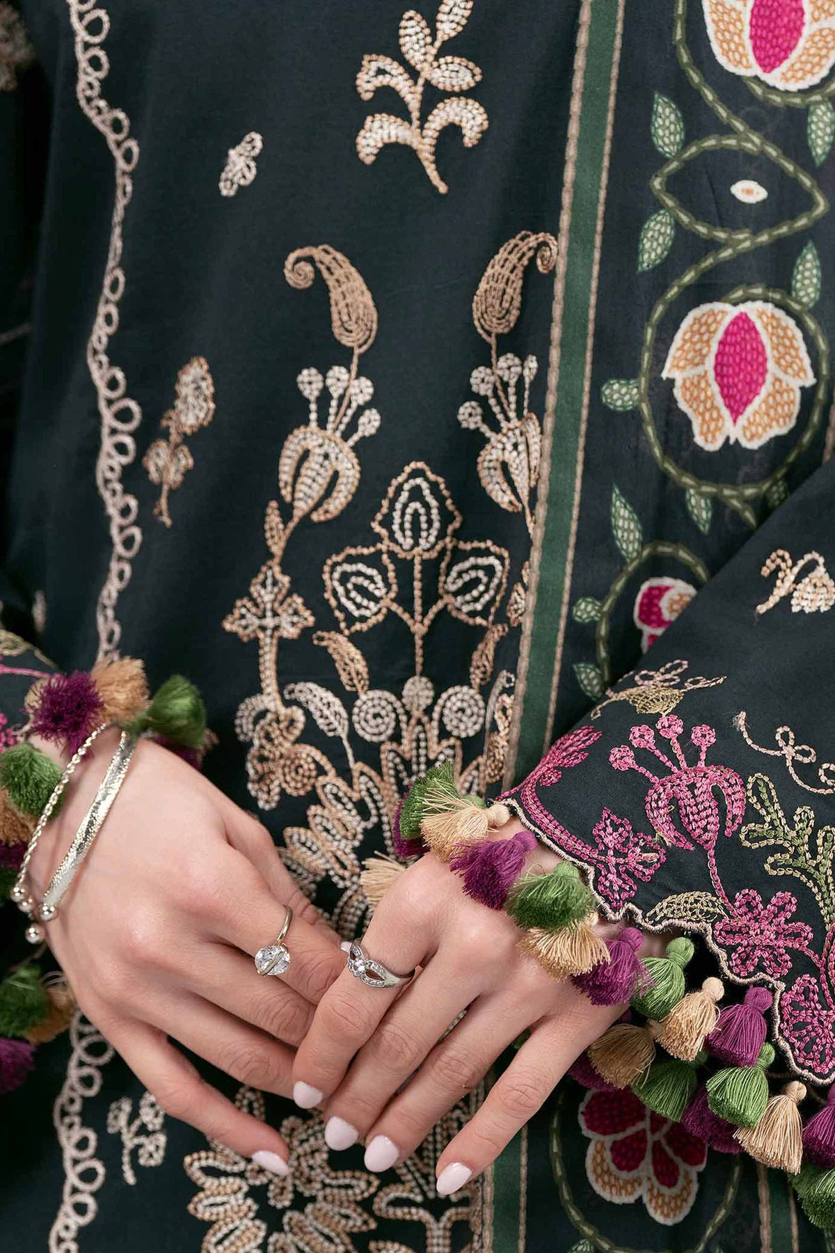 3 Piece - Digital Printed Embroidered Suit - 42601525 Black Lawn 3PC Embroidered Nishat Australia