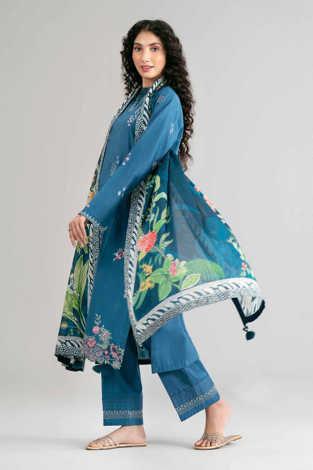 3 Piece - Digital Printed Embroidered Suit - 42601533 Blue Lawn 3PC Embroidered Nishat Australia