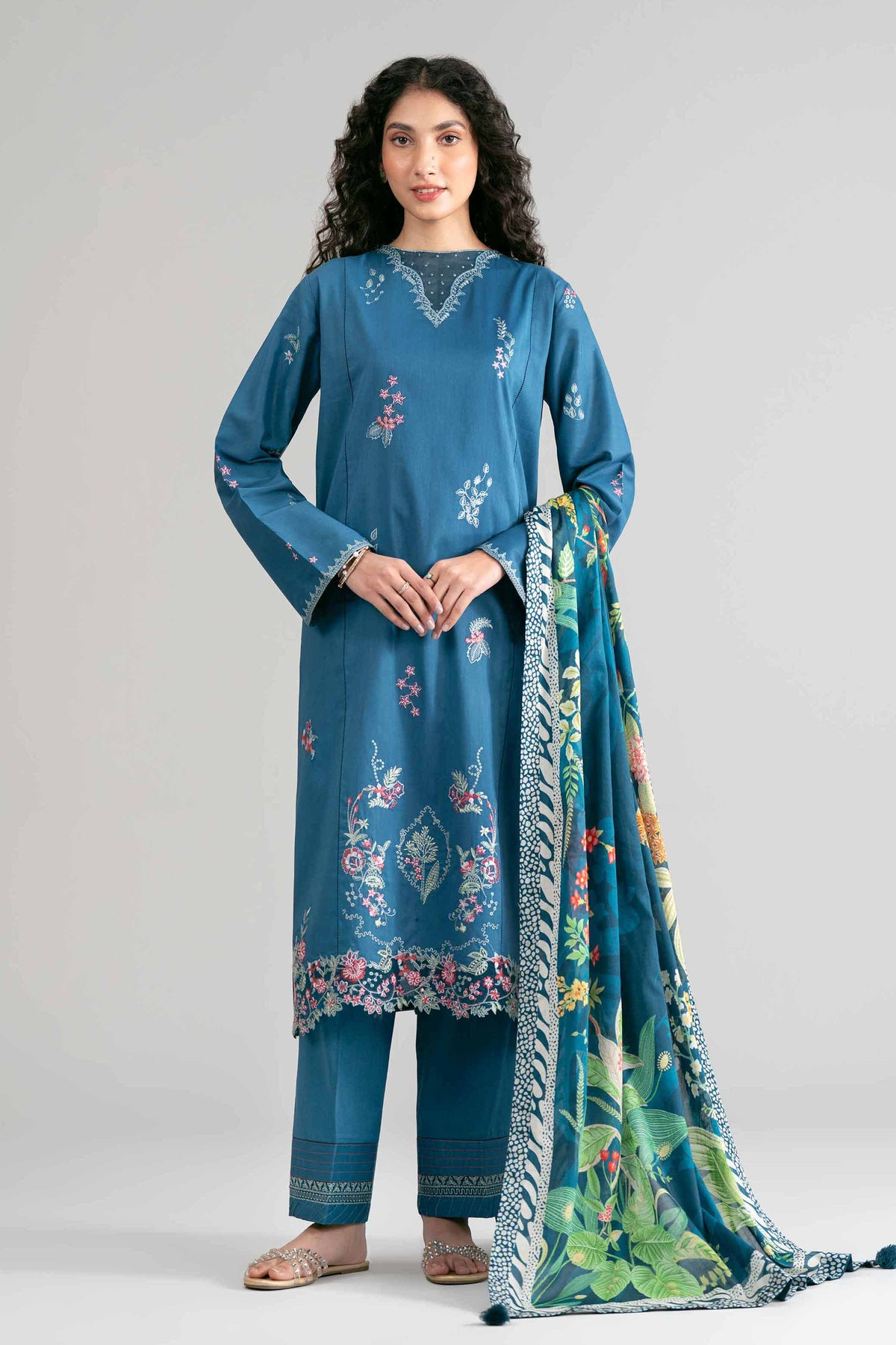 3 Piece - Digital Printed Embroidered Suit - 42601533 Blue Lawn 3PC Embroidered Nishat Australia