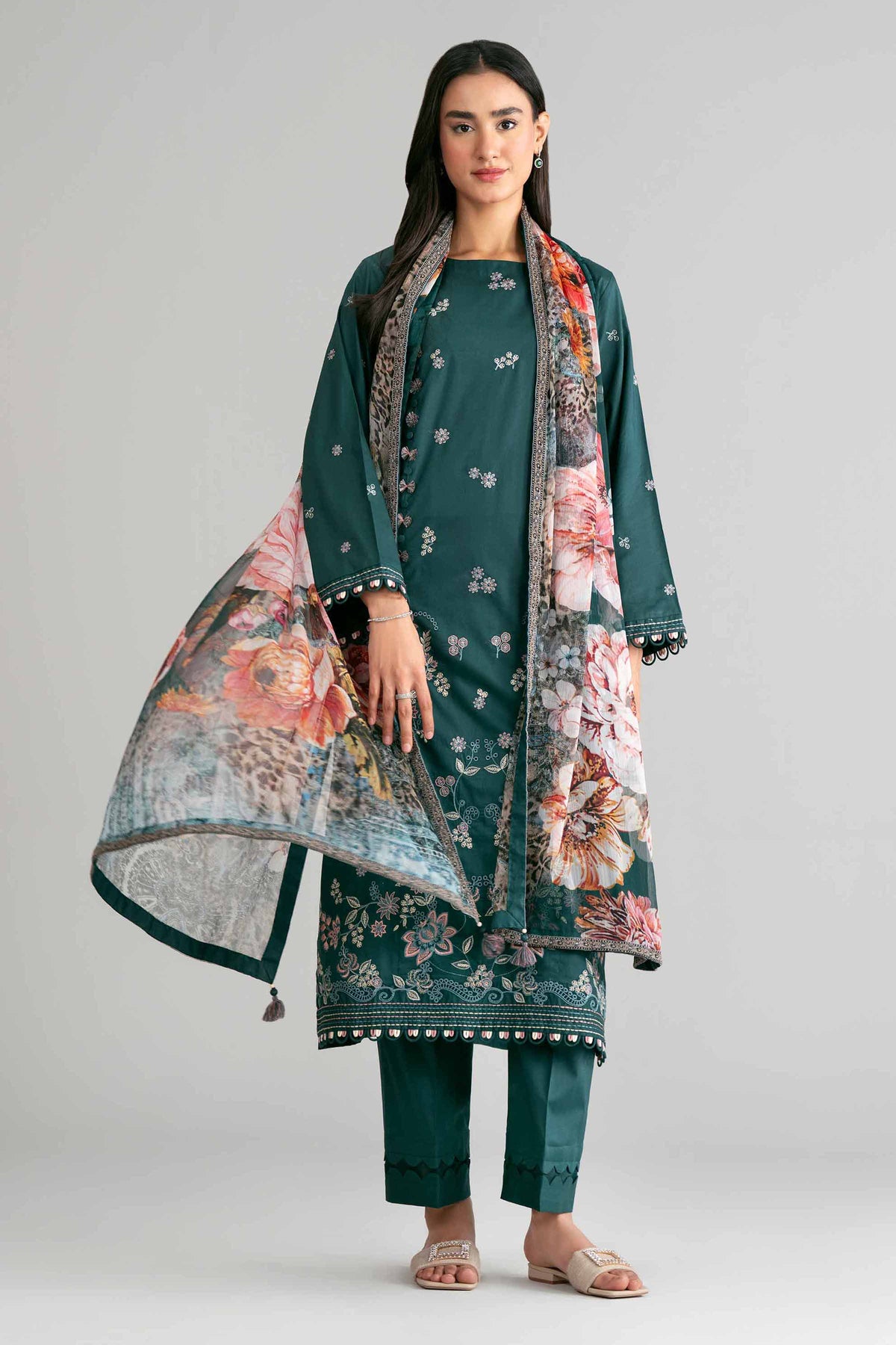 3 Piece - Digital Printed Embroidered Suit - 42601548 Green Lawn 3PC Embroidered Nishat Australia