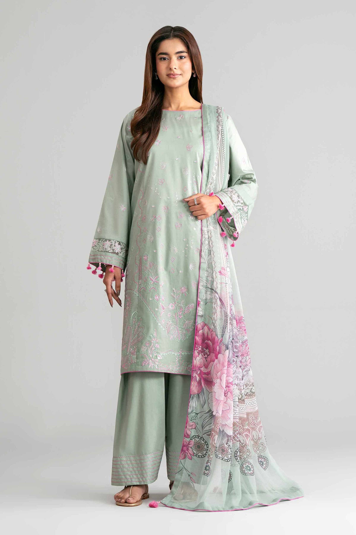 3 Piece - Digital Printed Embroidered Suit - 42601552 Green Lawn 3PC Embroidered Nishat Australia