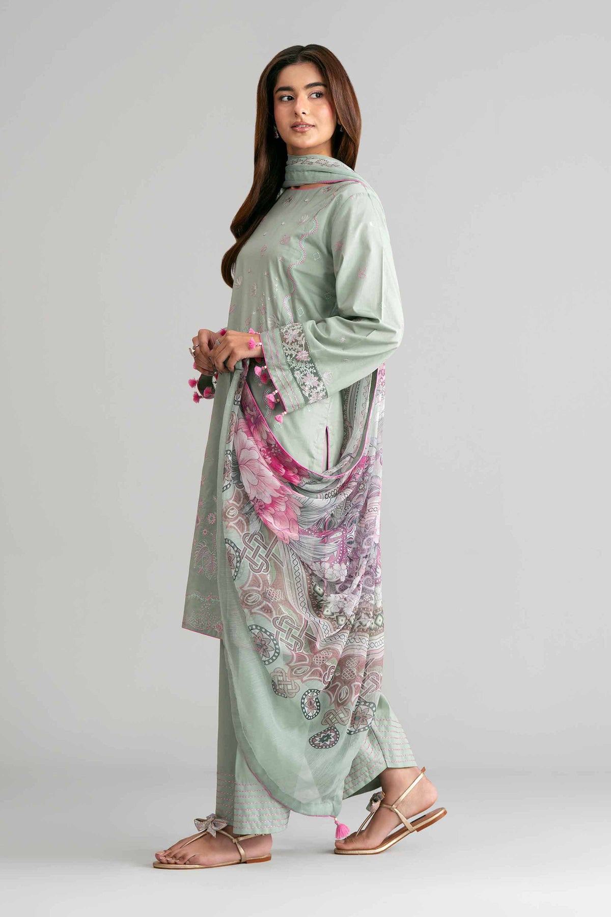 3 Piece - Digital Printed Embroidered Suit - 42601552 Green Lawn 3PC Embroidered Nishat Australia