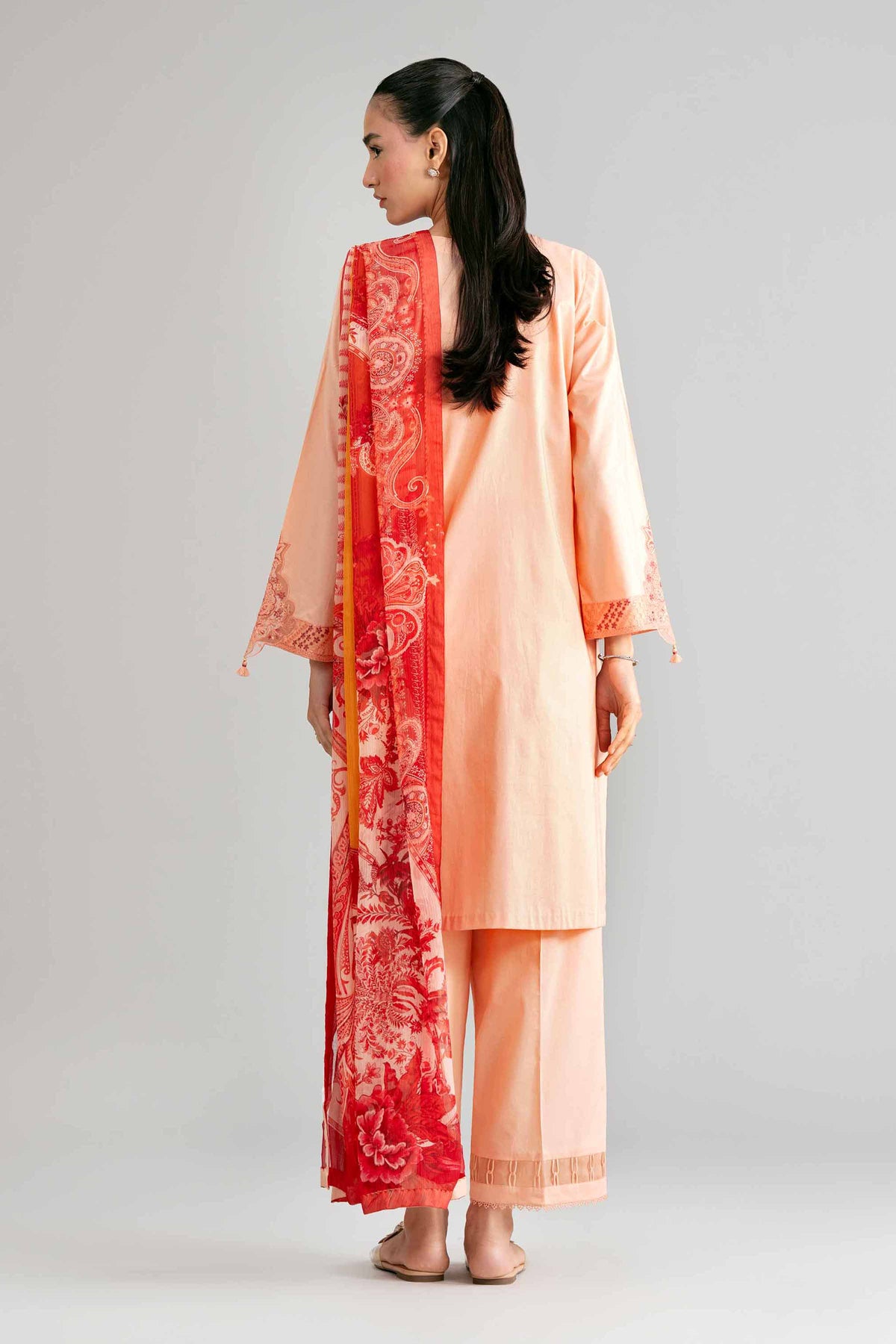 3 Piece - Digital Printed Embroidered Suit - 42601553 Orange Lawn 3PC Embroidered Nishat Australia
