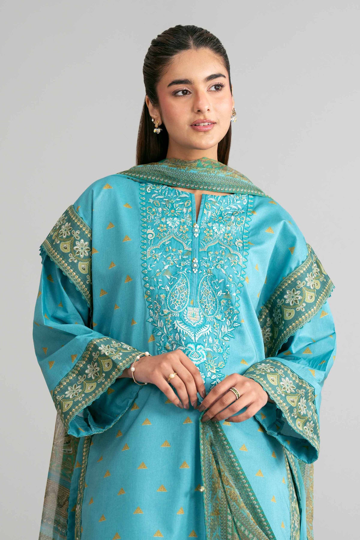 3 Piece - Digital Printed Embroidered Suit - 42601567 Blue Lawn 3PC Embroidered Nishat Australia
