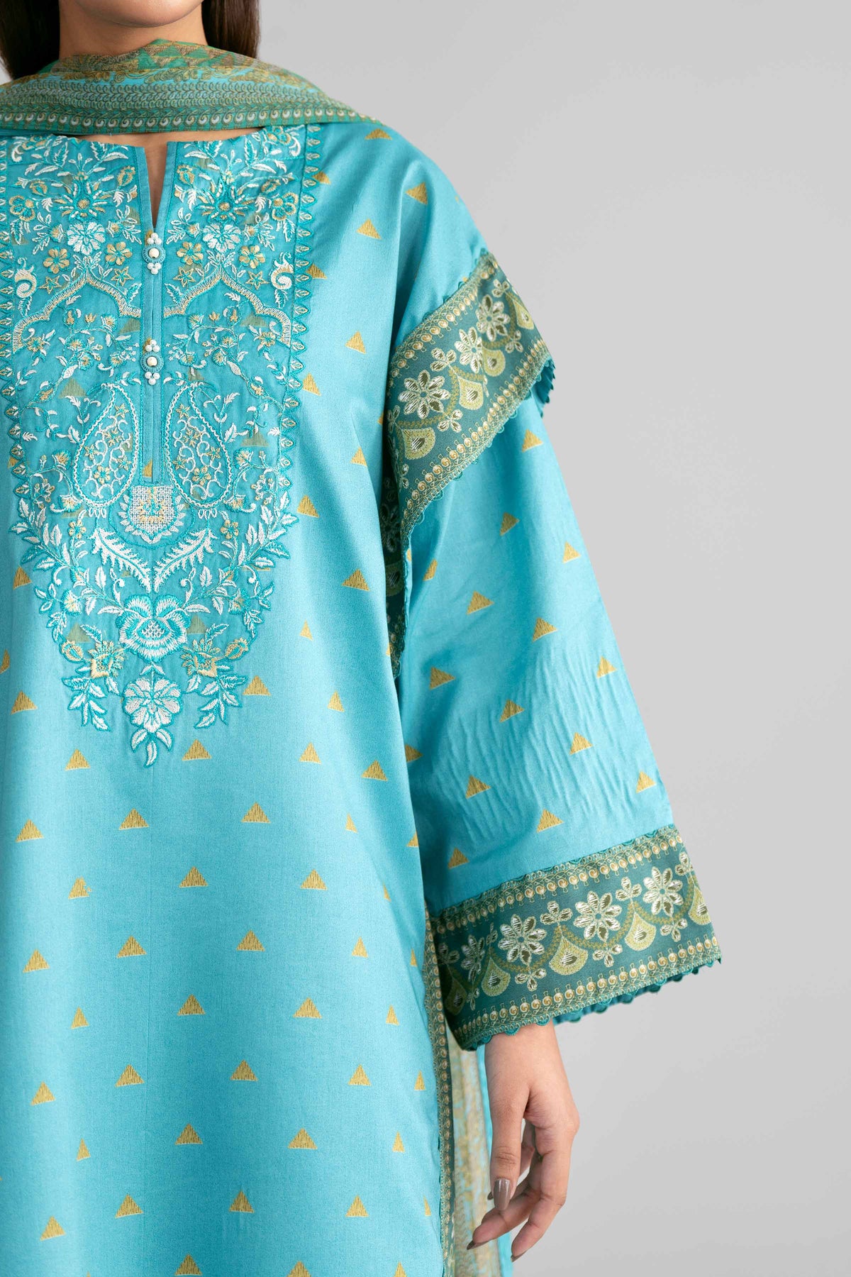 3 Piece - Digital Printed Embroidered Suit - 42601567 Blue Lawn 3PC Embroidered Nishat Australia