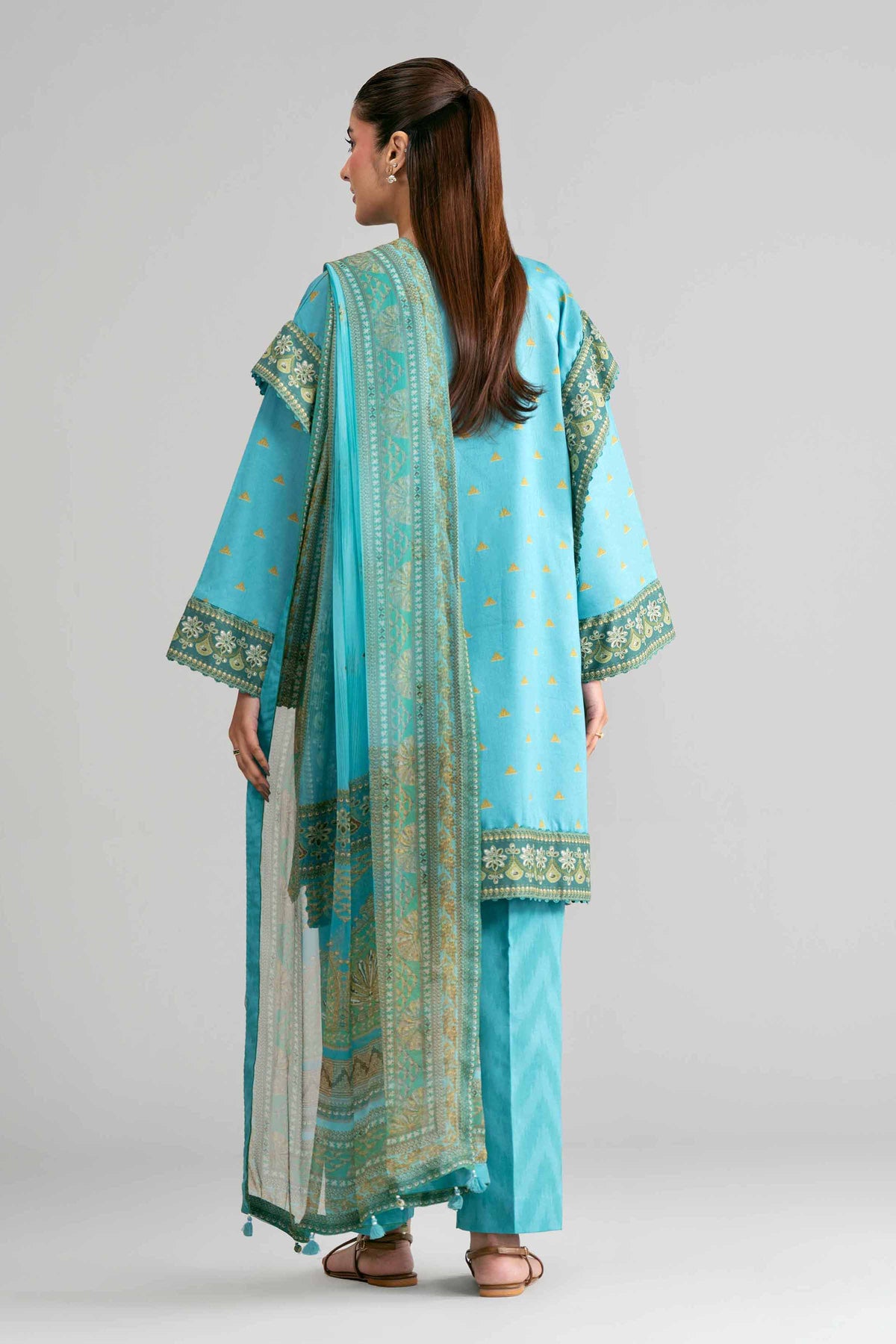 3 Piece - Digital Printed Embroidered Suit - 42601567 Blue Lawn 3PC Embroidered Nishat Australia