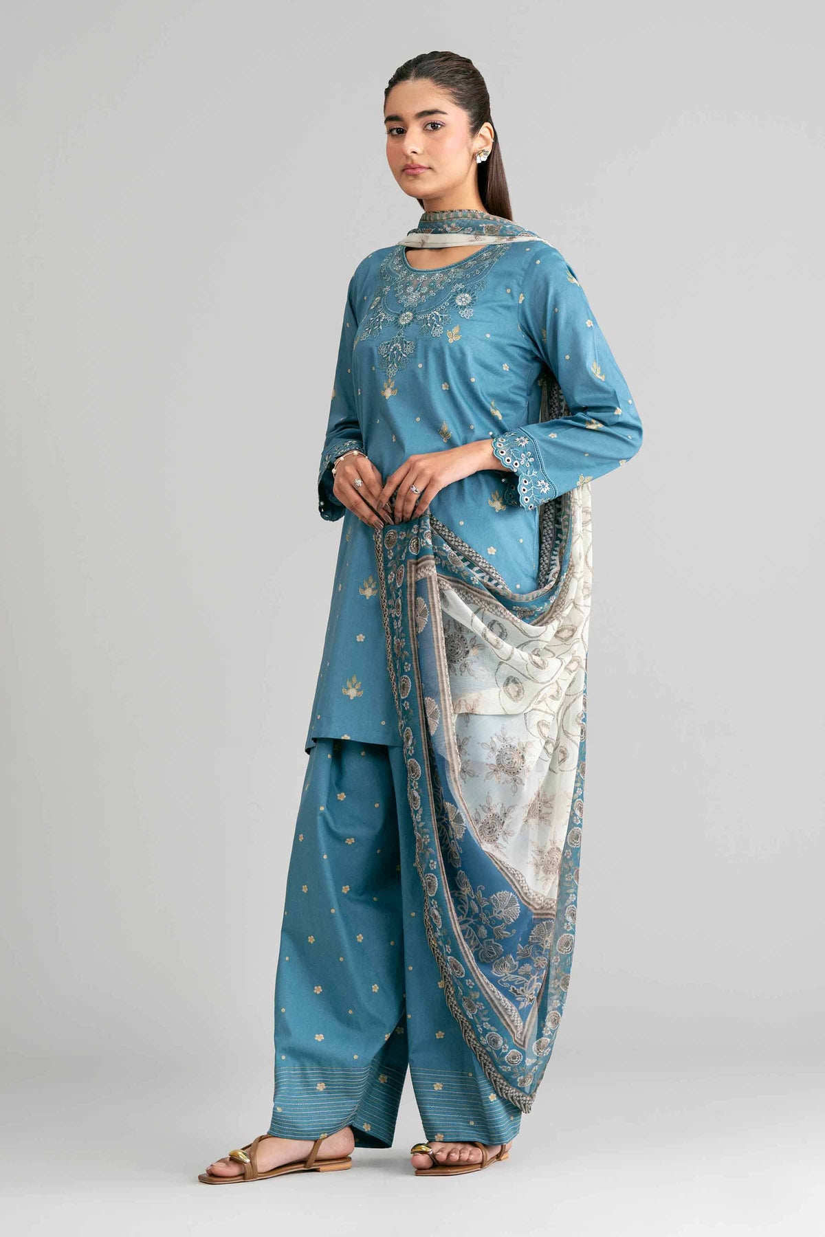 3 Piece - Digital Printed Embroidered Suit - 42601569 Blue Lawn 3PC Embroidered Nishat Australia