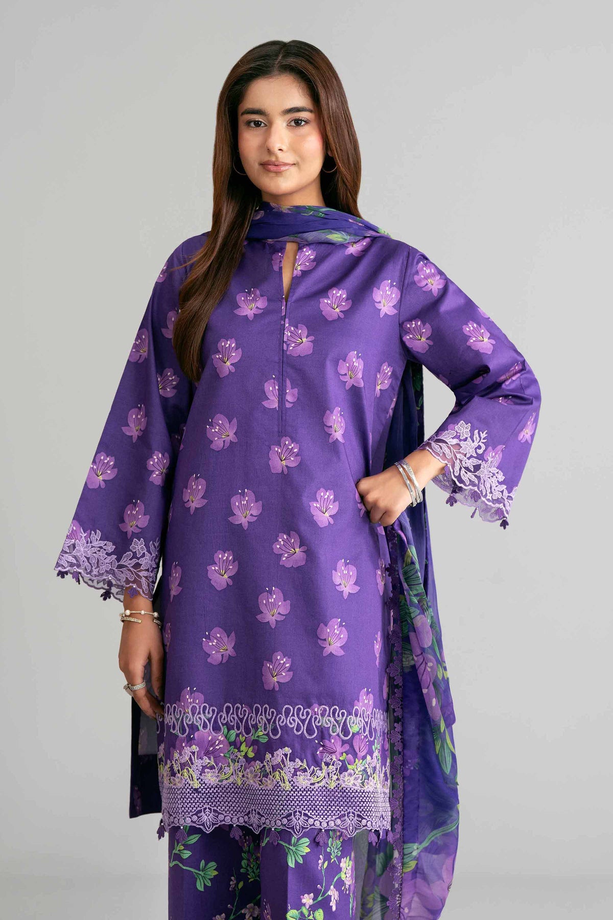 3 Piece - Digital Printed Embroidered Suit - 42601571 Purple Lawn 3PC Embroidered Nishat Australia