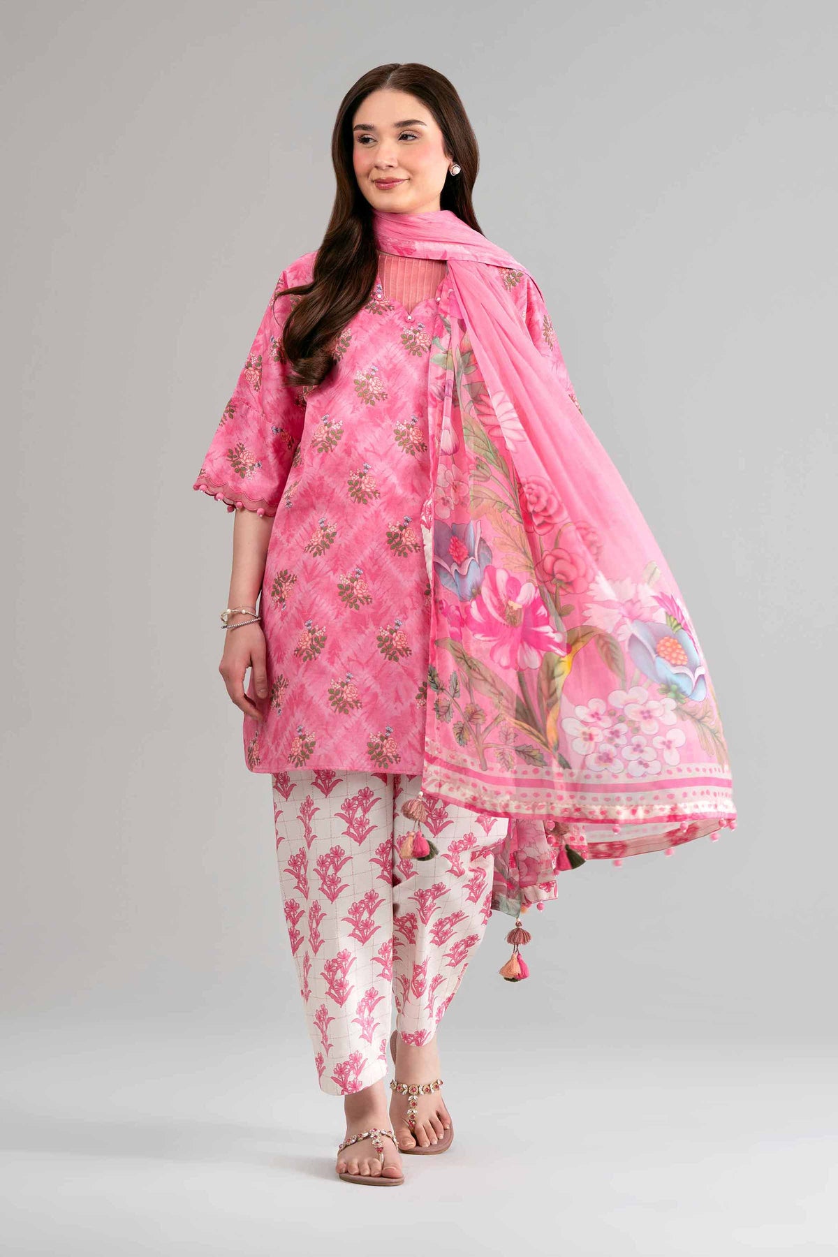 3 Piece - Digital Printed Suit - 42601579 Pink Lawn 3PC Printed Nishat Australia
