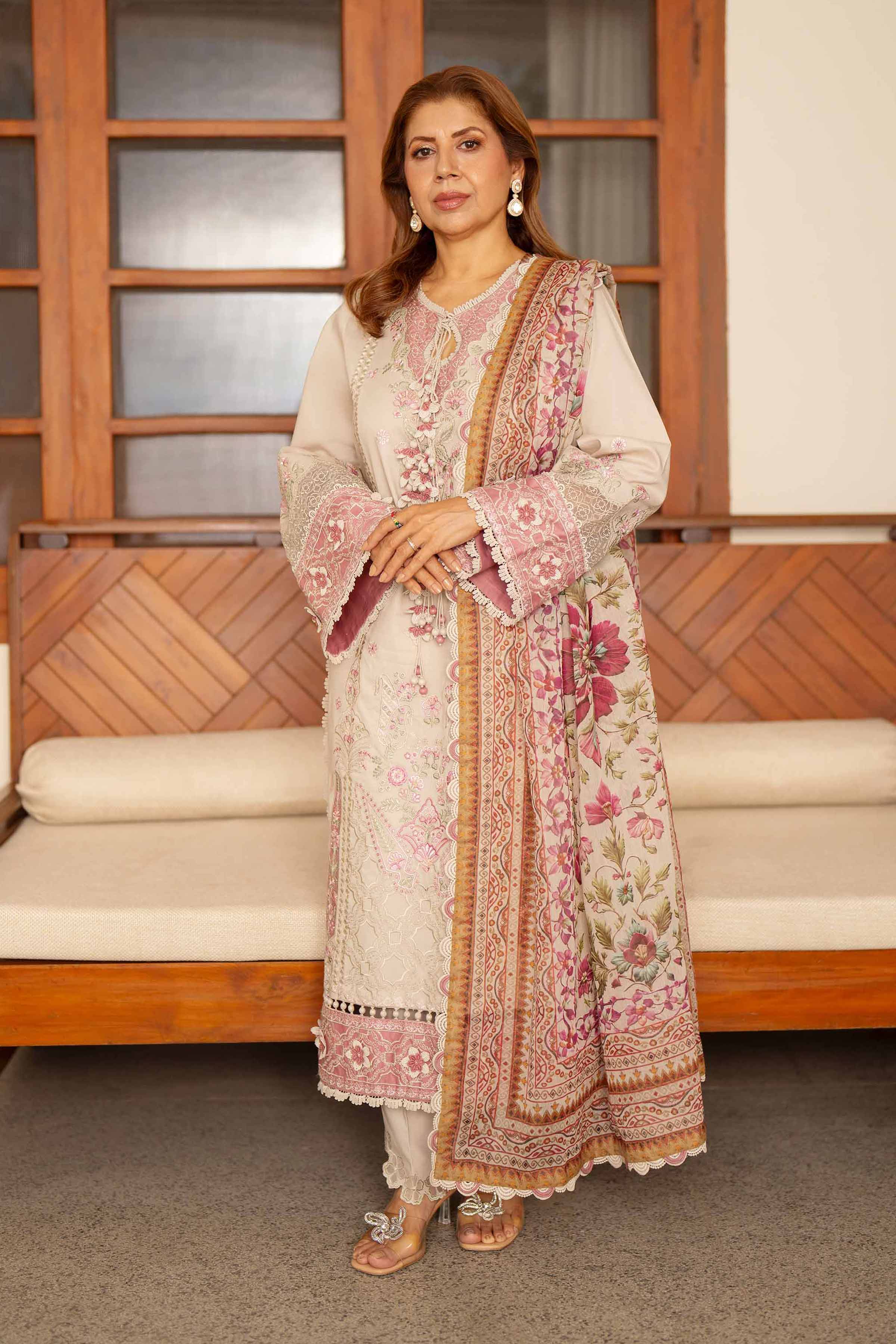 3 Piece - Digital Printed Embroidered Suit - 42601690 Beige Lawn 3PC Embroidered Nishat Australia