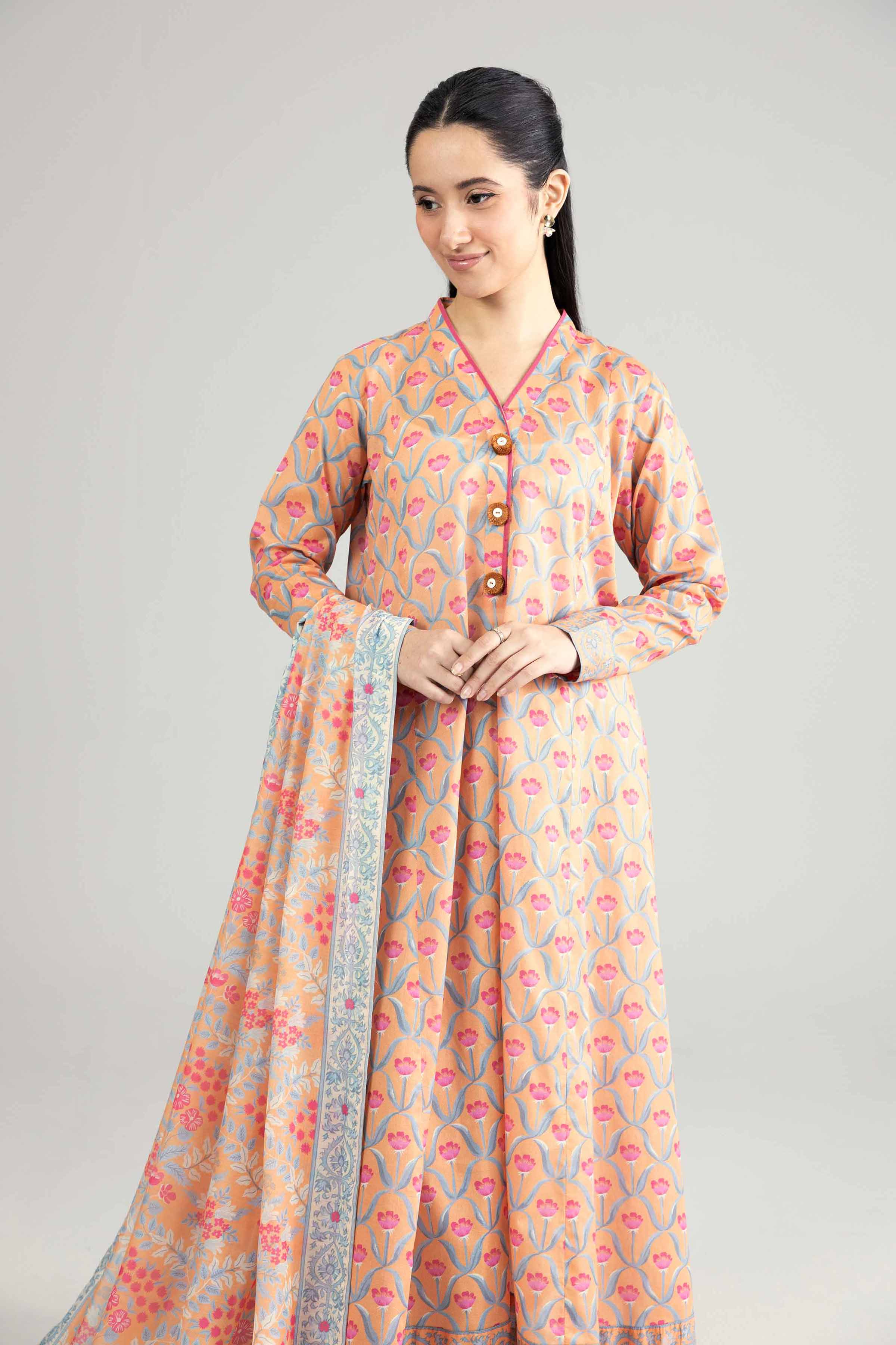 2 Piece - Digital Printed Suit - 42601927 Orange Lawn 2PC Printed Nishat Australia