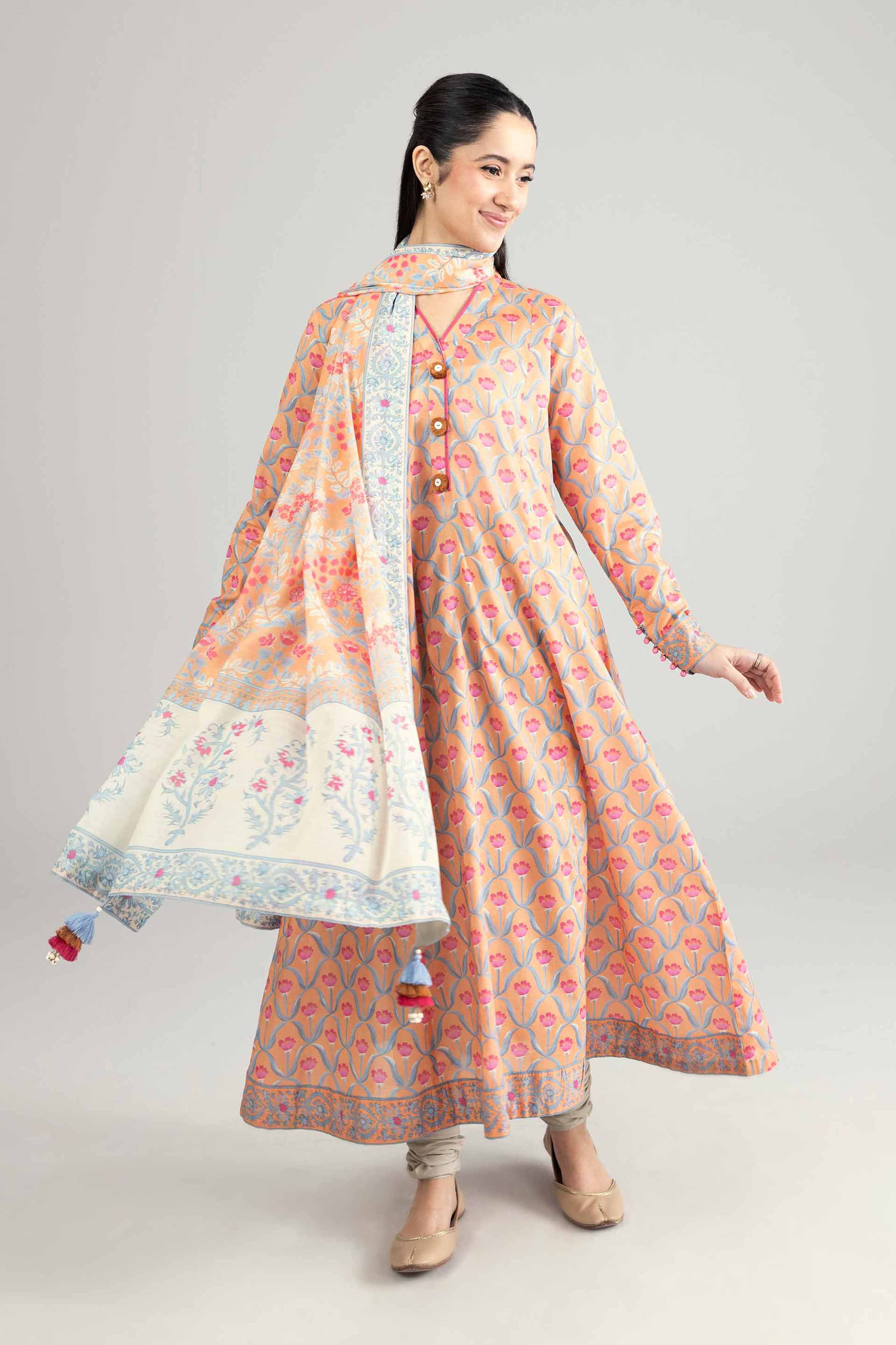 2 Piece - Digital Printed Suit - 42601927 Orange Lawn 2PC Printed Nishat Australia