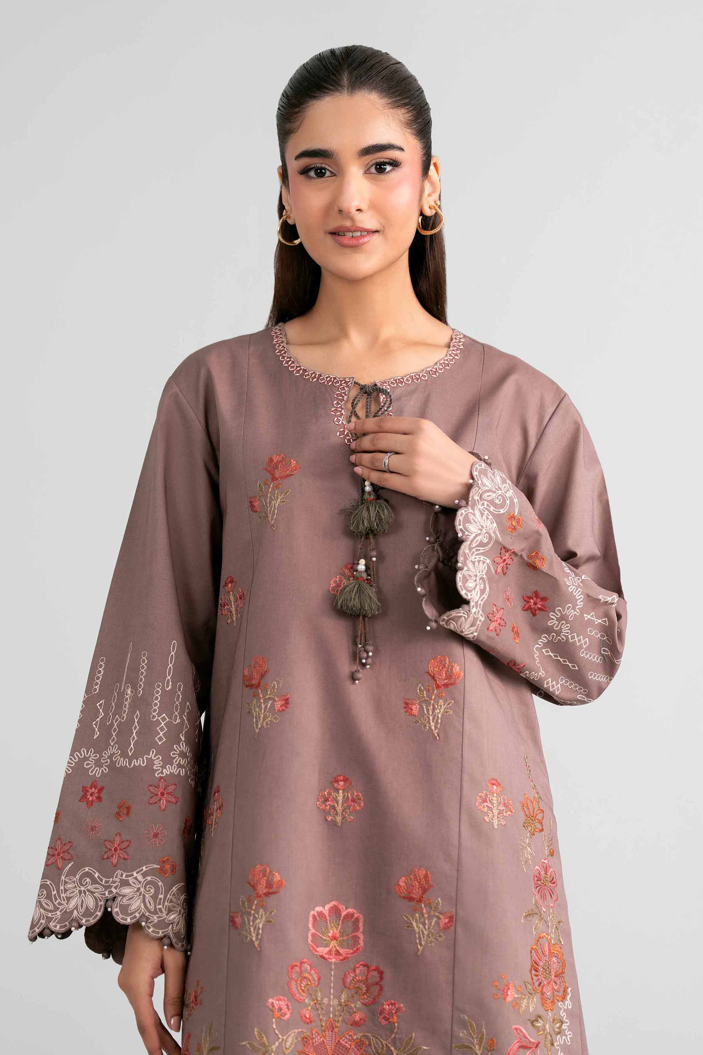2 Piece - Embroidered Suit - 42601934 Brown Lawn 2PC Embroidered Nishat Australia