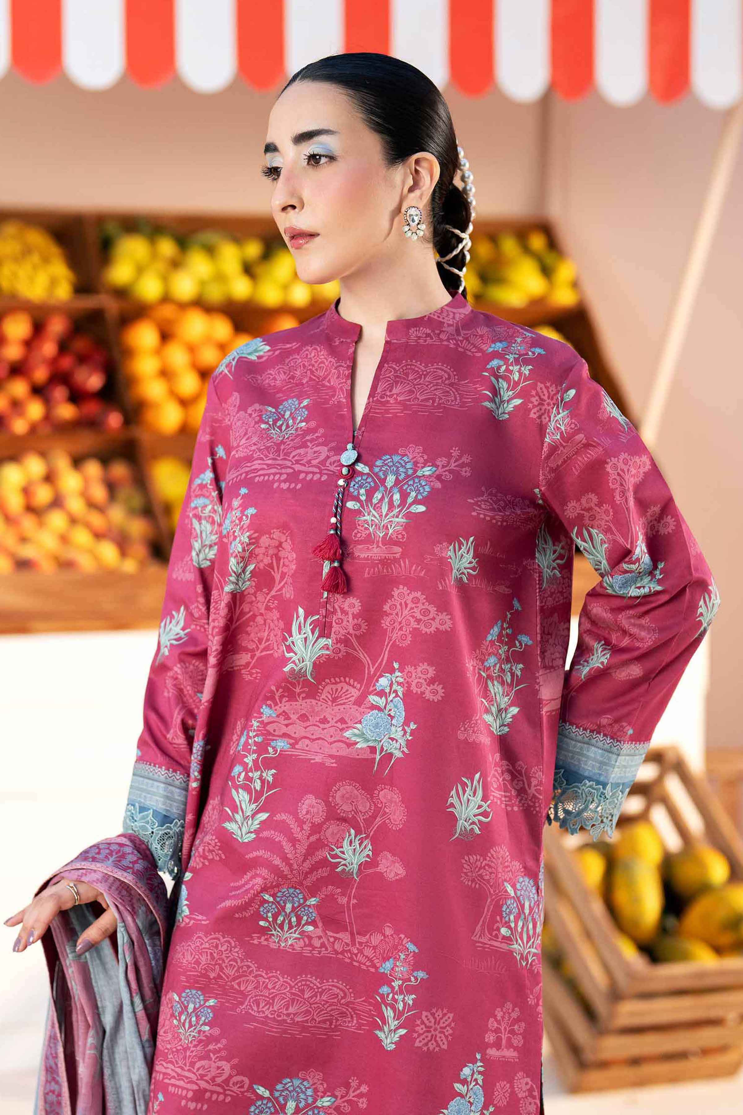 3 Piece - Printed Suit - 42601978 Maroon Lawn 3PC Printed Nishat Australia