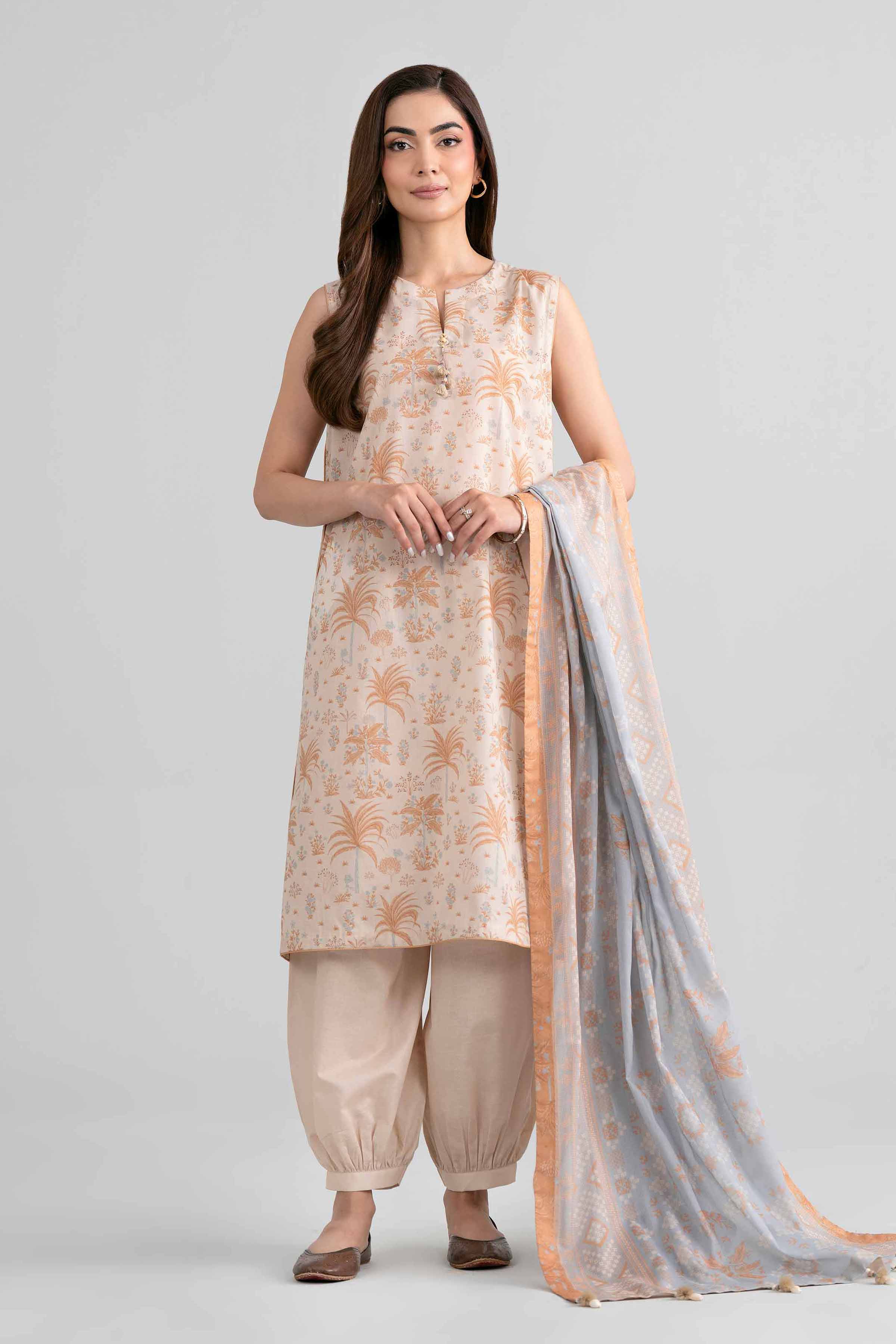 3 Piece - Printed Suit - 42601979 Beige Lawn 3PC Printed Nishat Australia
