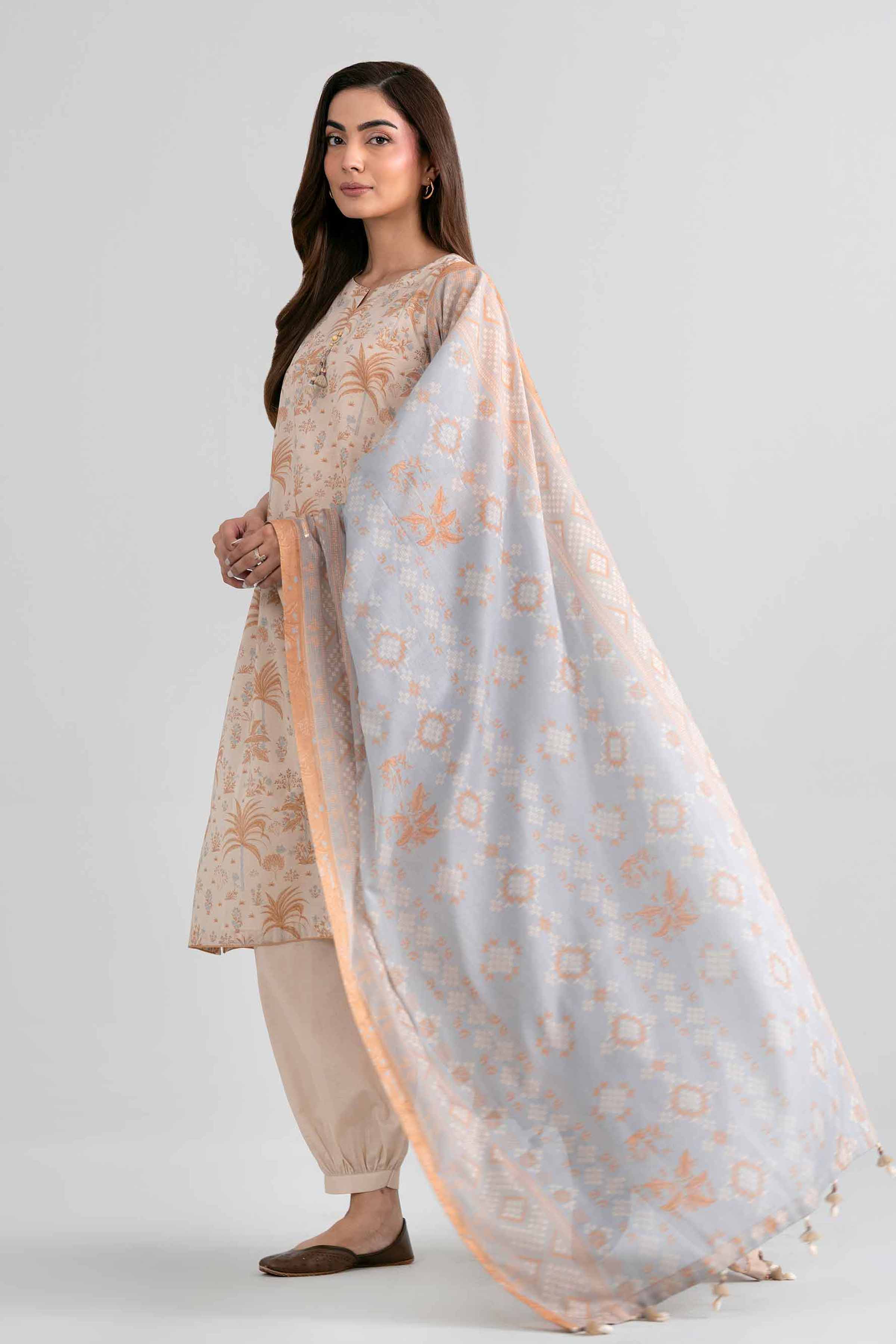 3 Piece - Printed Suit - 42601979 Beige Lawn 3PC Printed Nishat Australia