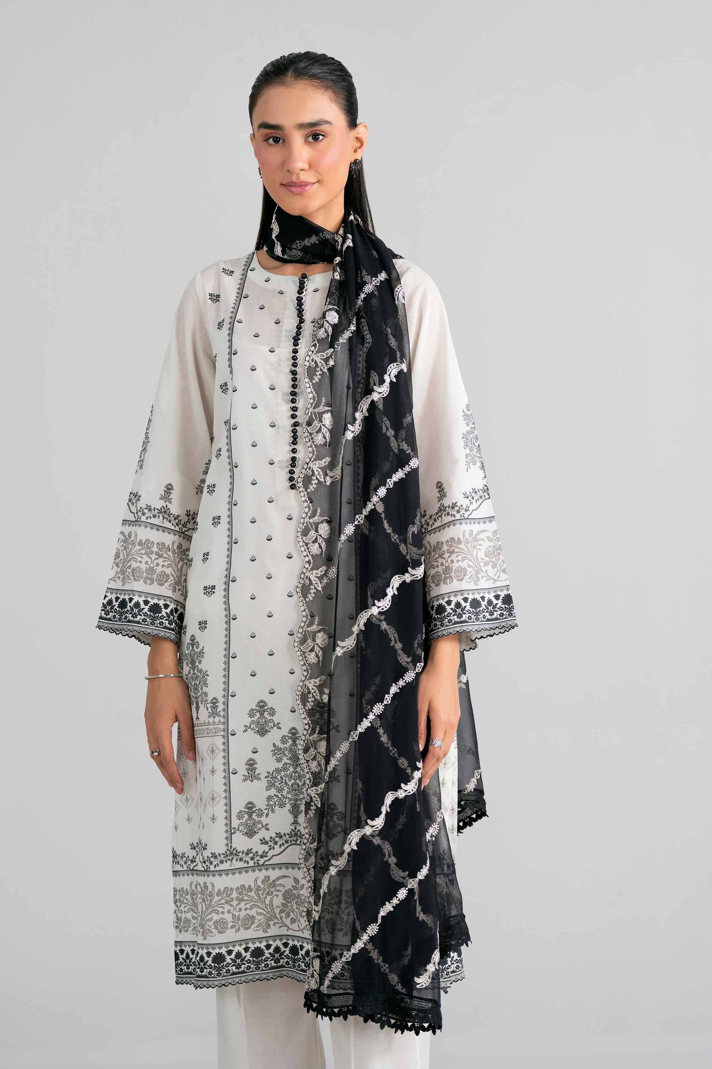 3 Piece - Digital Printed Embroidered Suit - 42602007 Beige Lawn 3PC Embroidered Nishat Australia