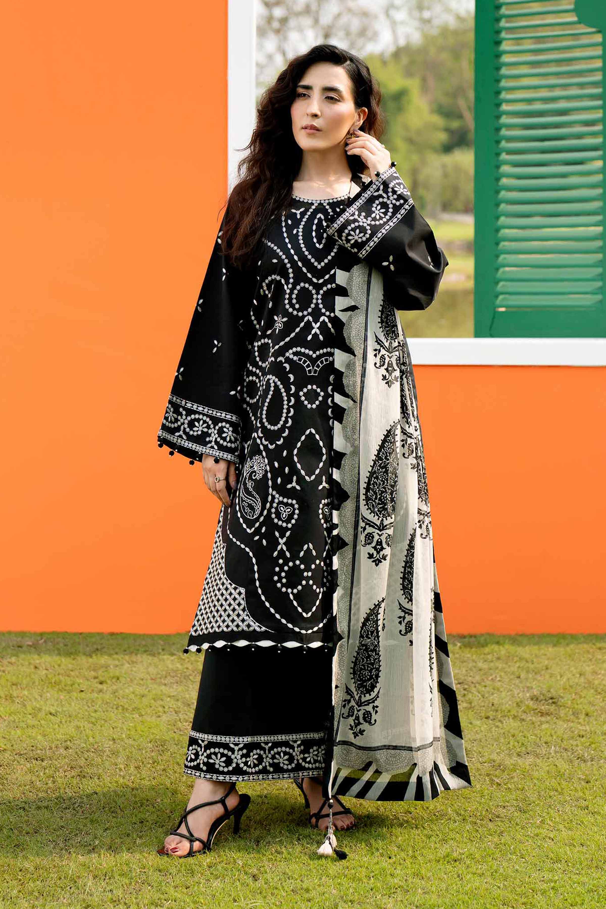 3 Piece - Digital Printed Embroidered Suit - 42602009 Black Lawn 3PC Embroidered Nishat Australia