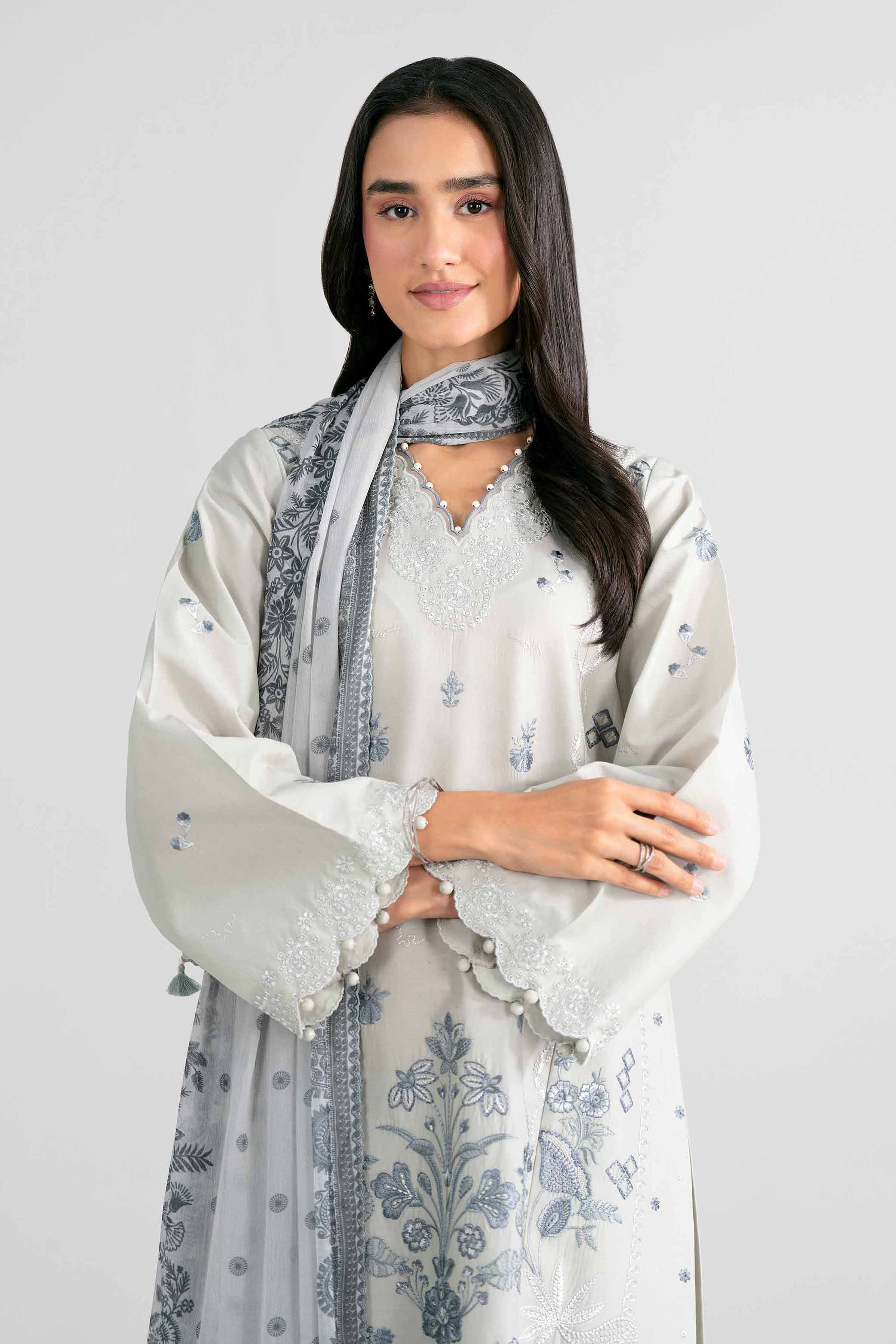 3 Piece - Digital Printed Embroidered Suit - 42602012 Grey Lawn 3PC Embroidered Nishat Australia