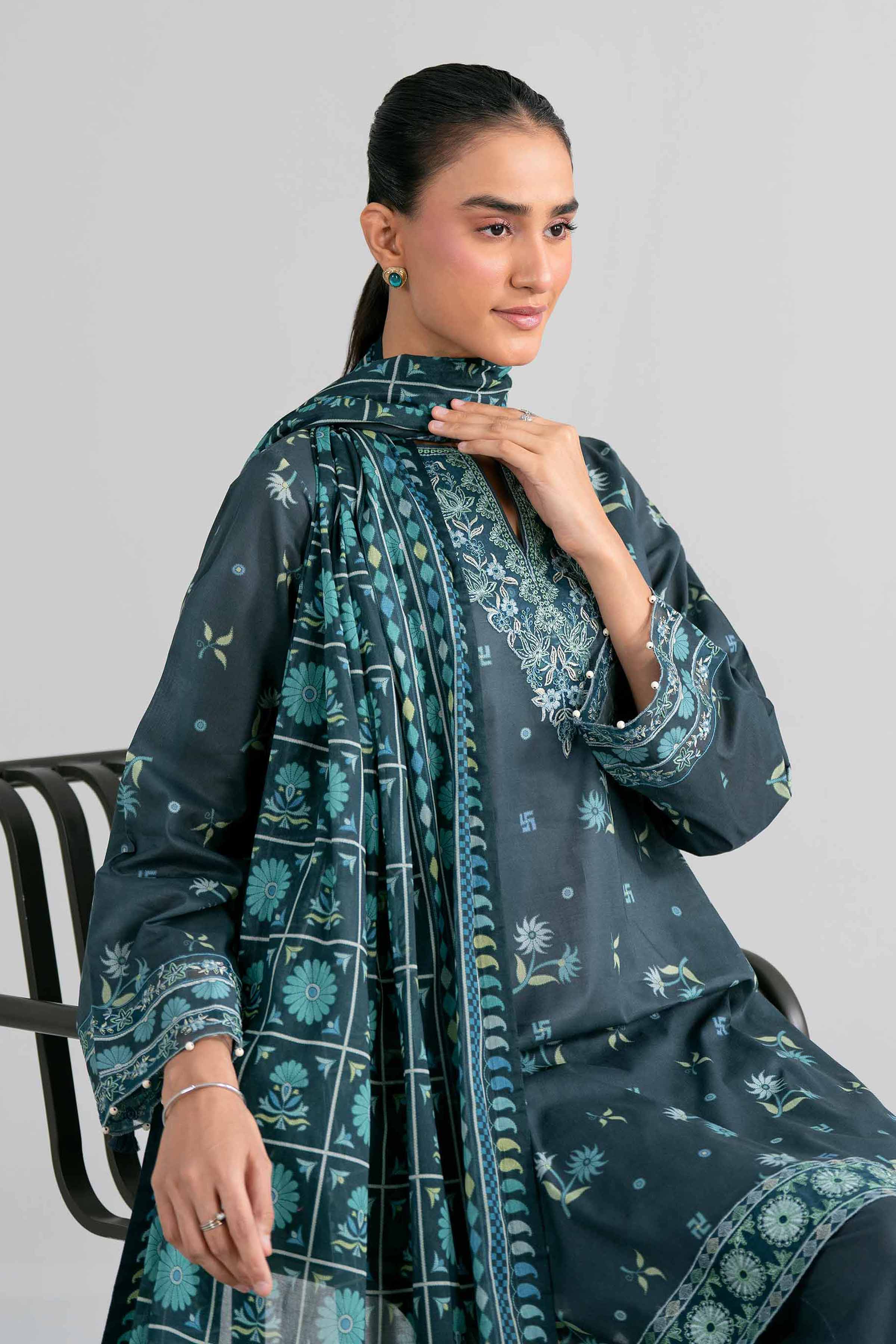 3 Piece - Printed Embroidered Suit - 42602017 Green Lawn 3PC Embroidered Nishat Australia