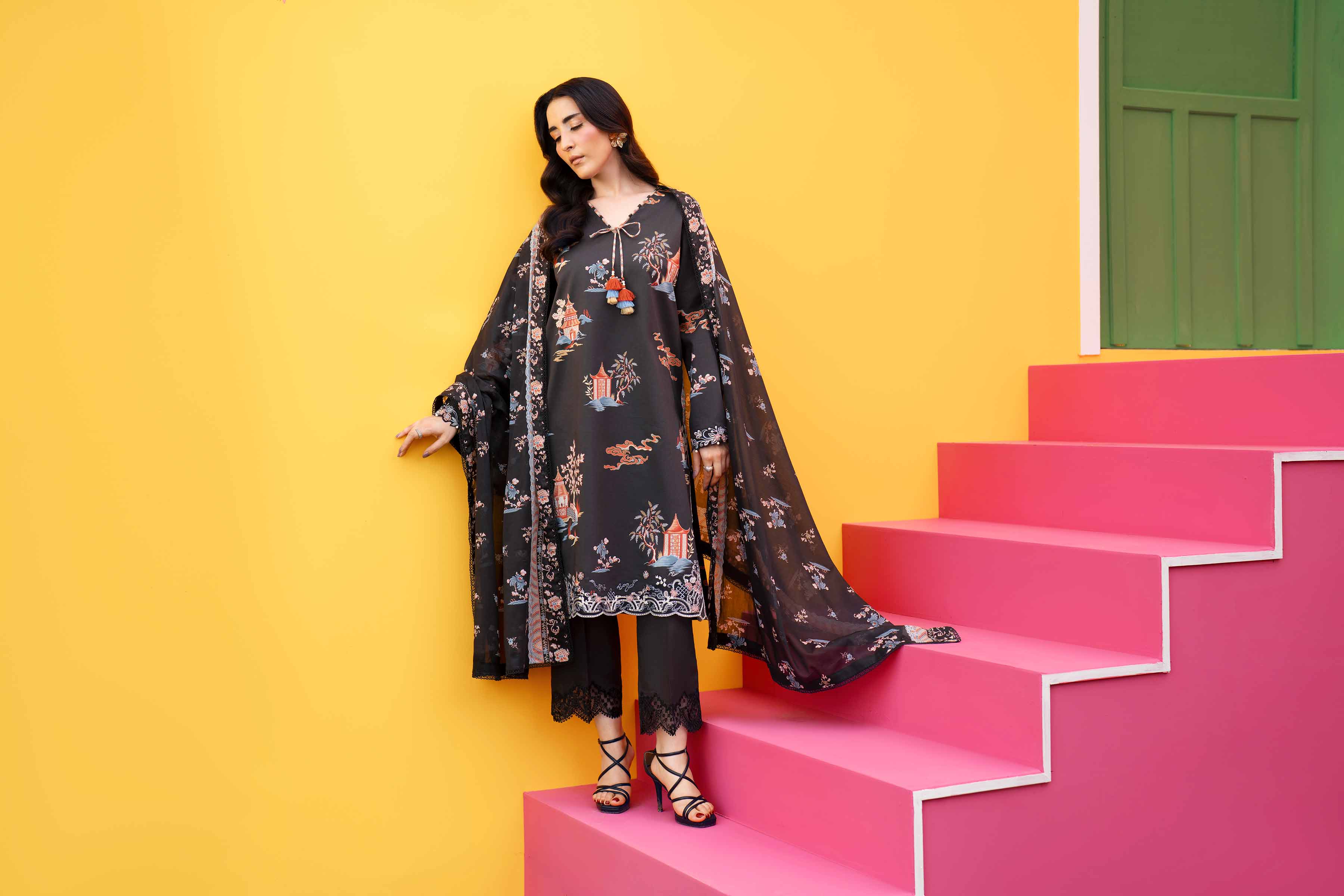 3 Piece - Printed Embroidered Suit - 42602020 Black Lawn 3PC Embroidered Nishat Australia