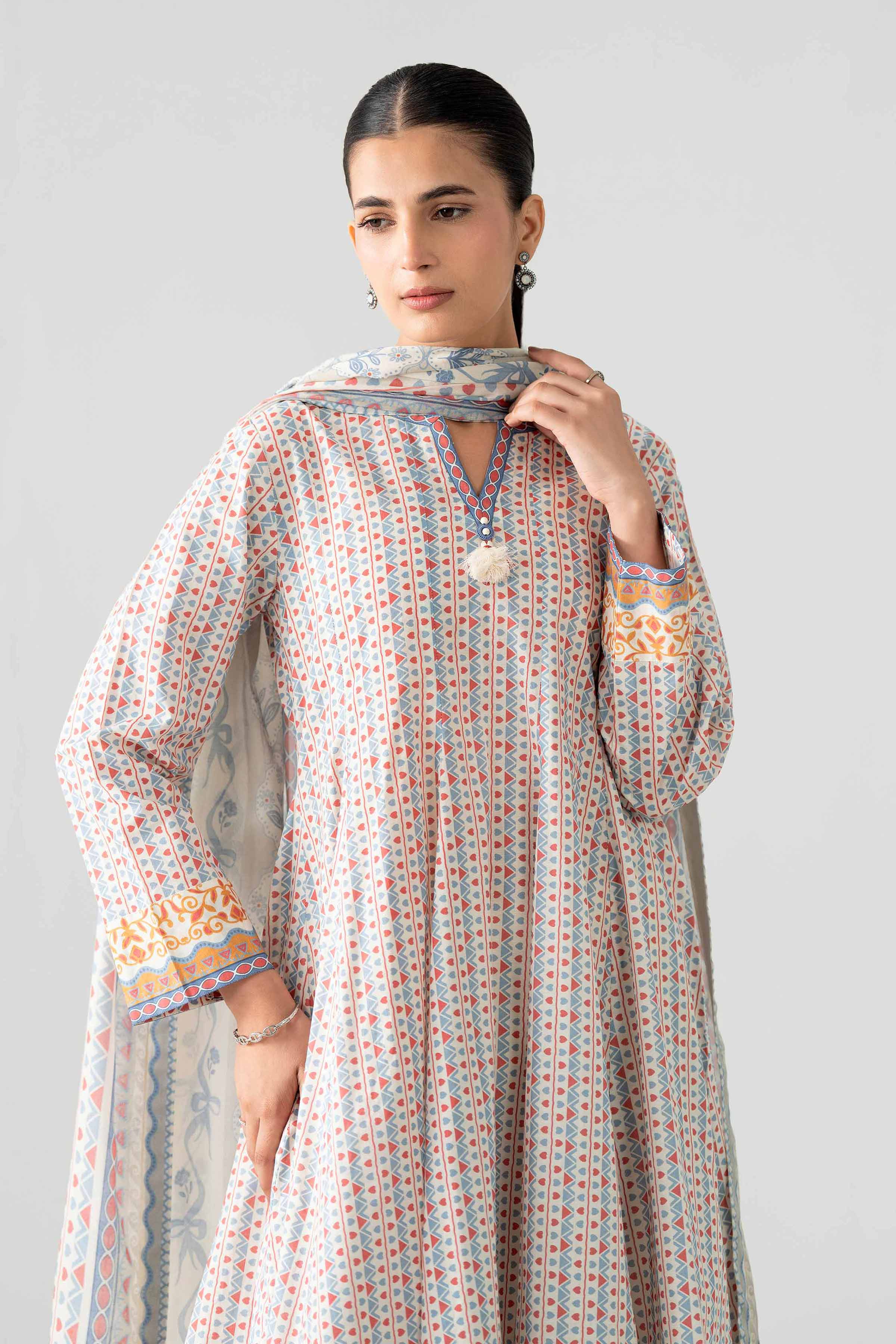 3 Piece - Printed Suit - 42602026 Beige Lawn 3PC Printed Nishat Australia